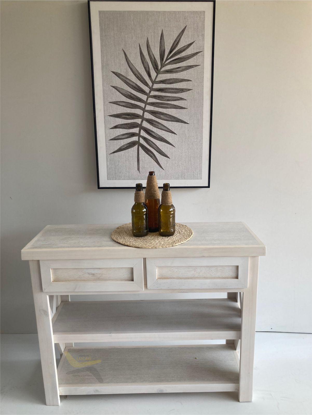 Mesa de arrimo vintage con 2 cajones-3