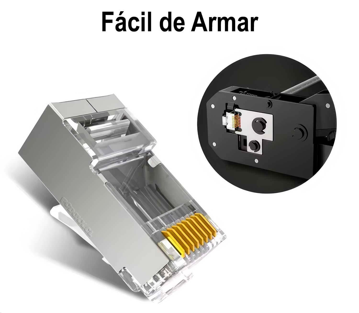 100x Conector Red RJ45 Metal CAT 6 Terminal Categoria 6-7