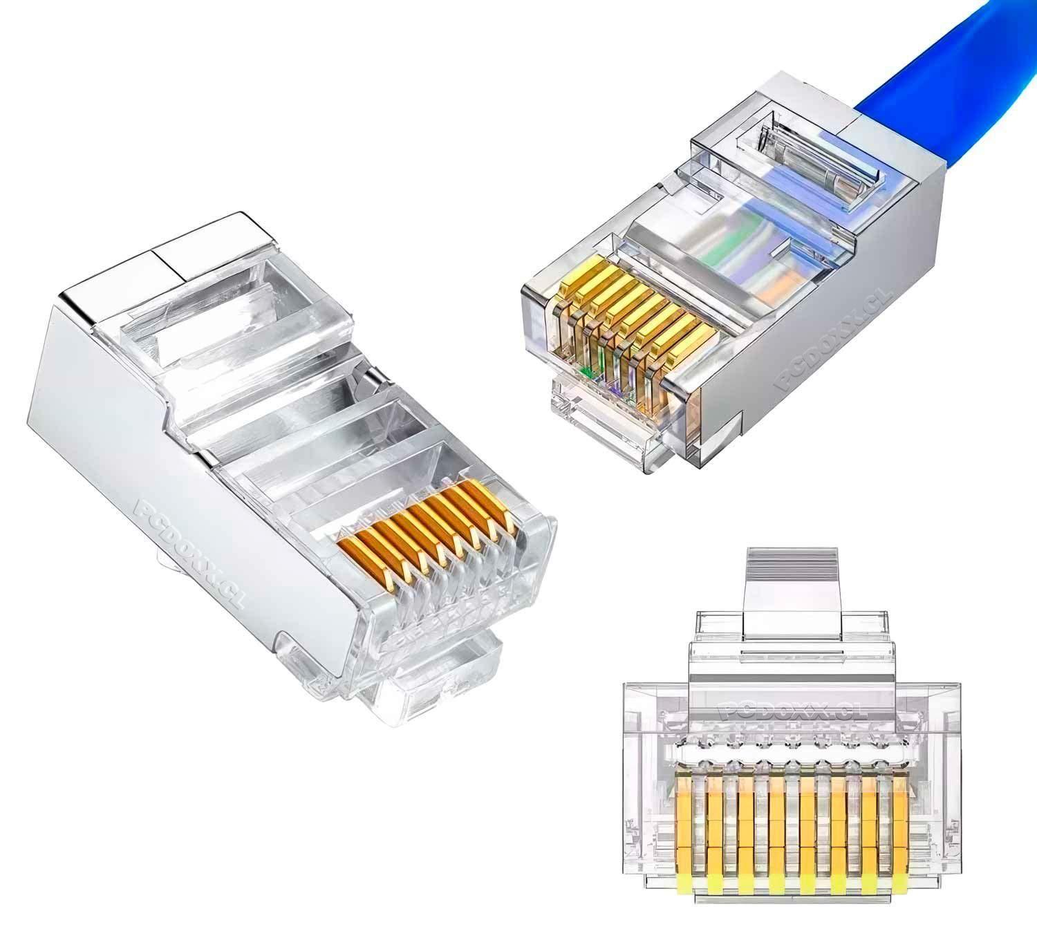 100x Conector Red RJ45 Metal CAT 6 Terminal Categoria 6-8
