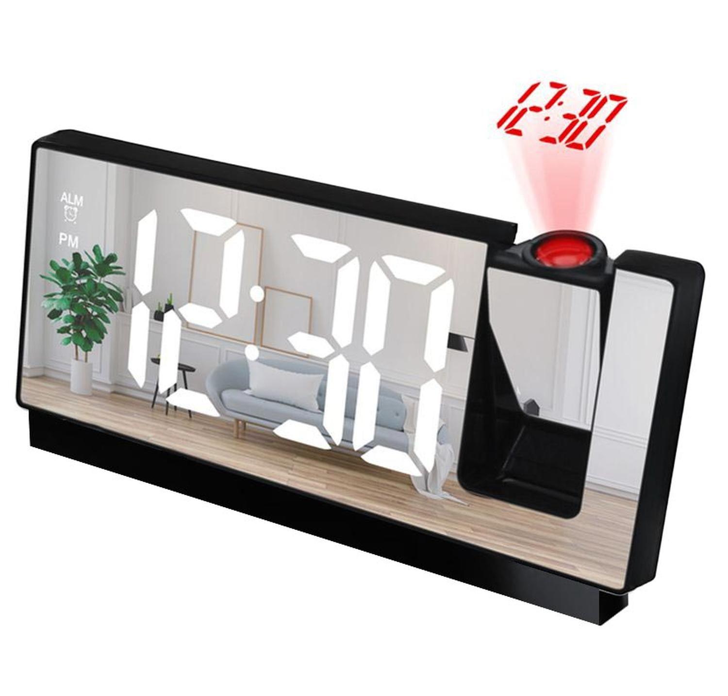 Reloj Espejo Led Con Proyector Digital Alarma-2