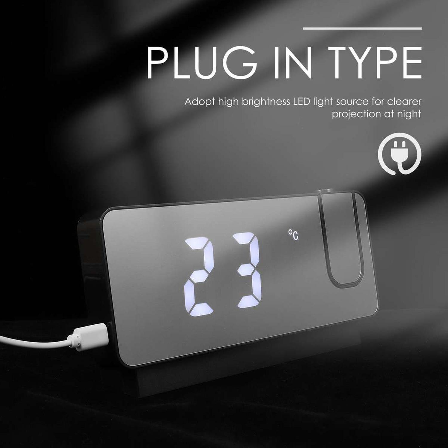 Reloj Espejo Led Con Proyector Digital Alarma-7