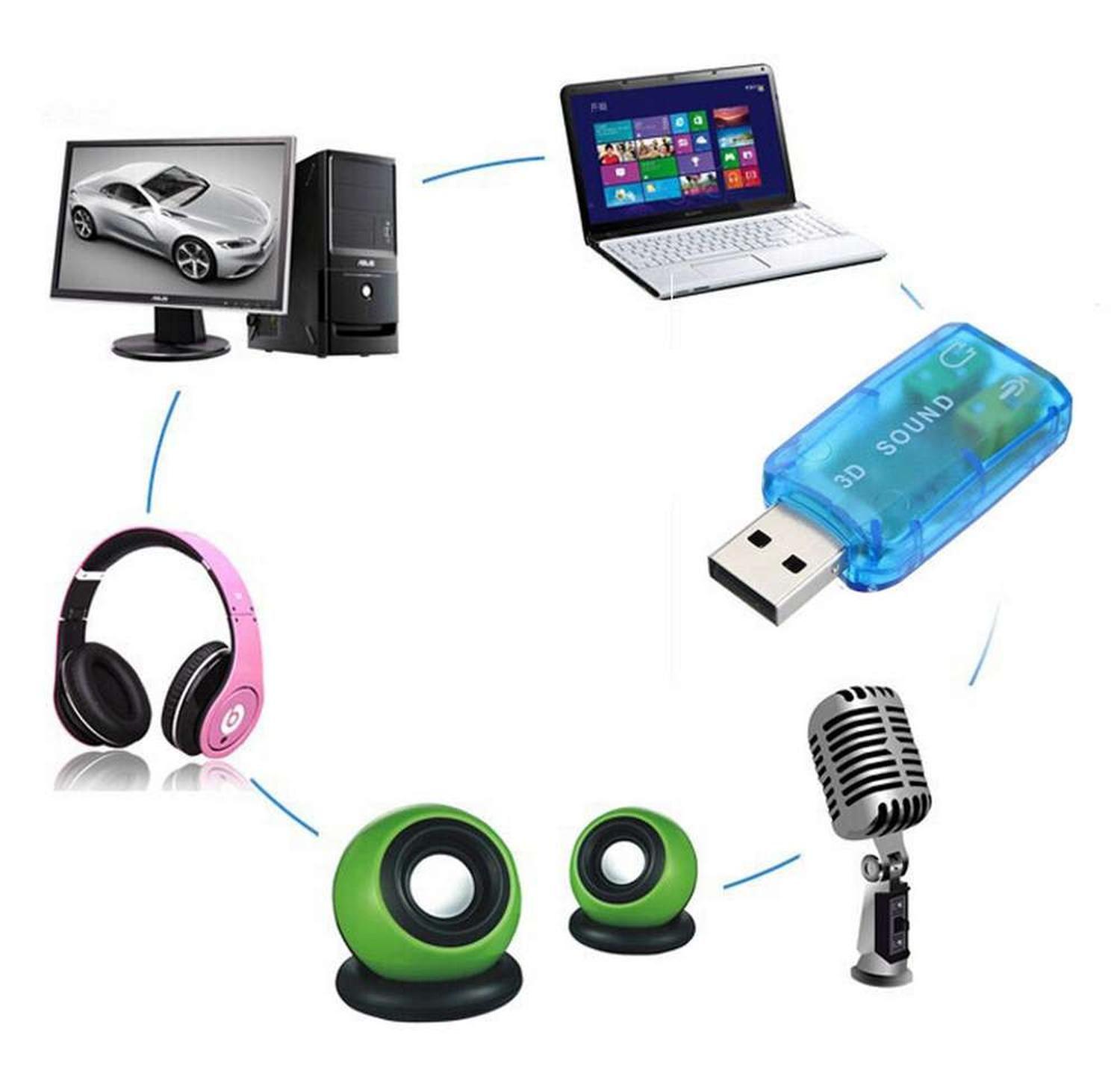 Tarjeta Adaptador Sonido Externa Usb Audio Microfono Pc Aux-5