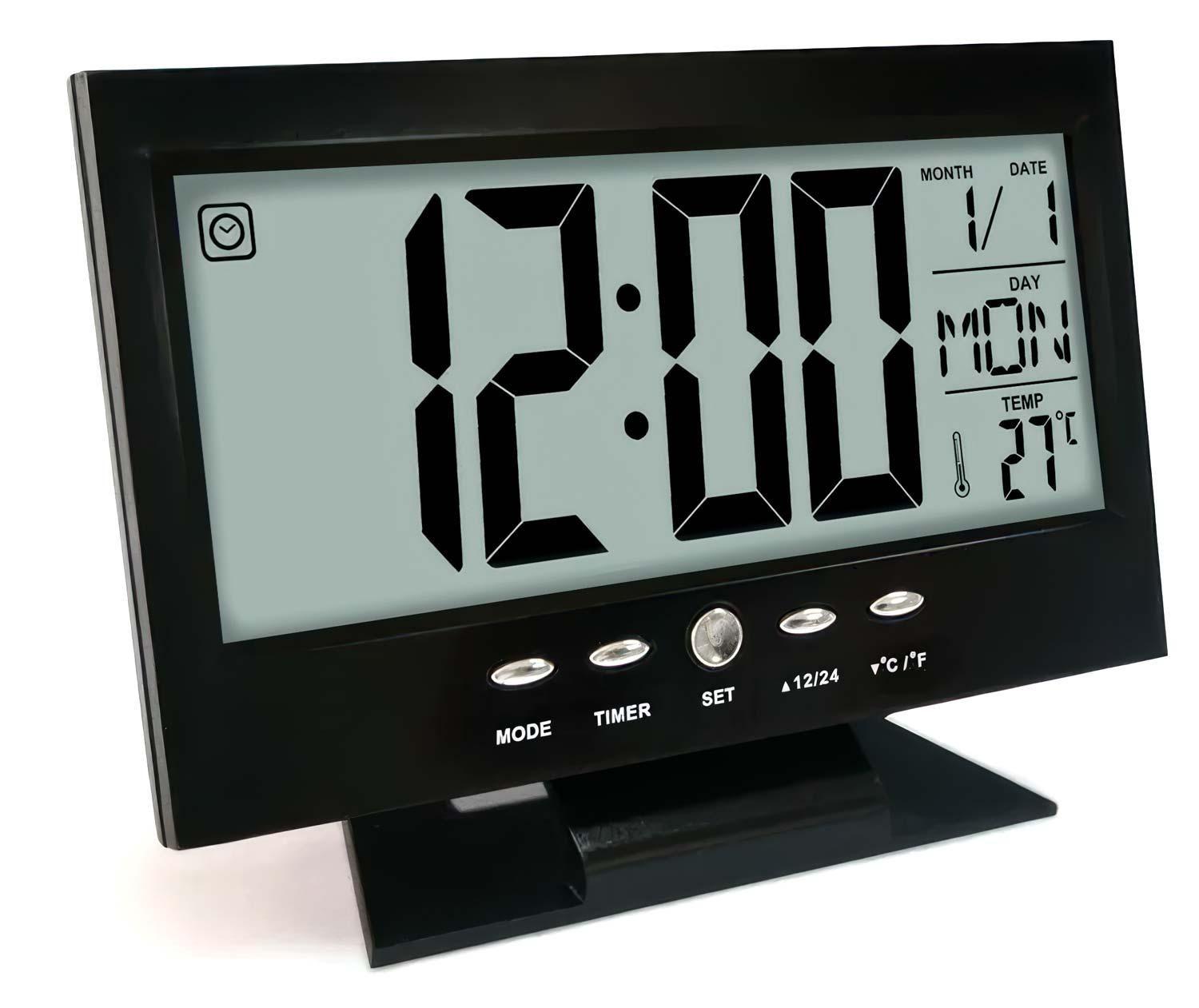 Reloj Digital Lcd Led Alarma Calendario Sensor De Encendido-0