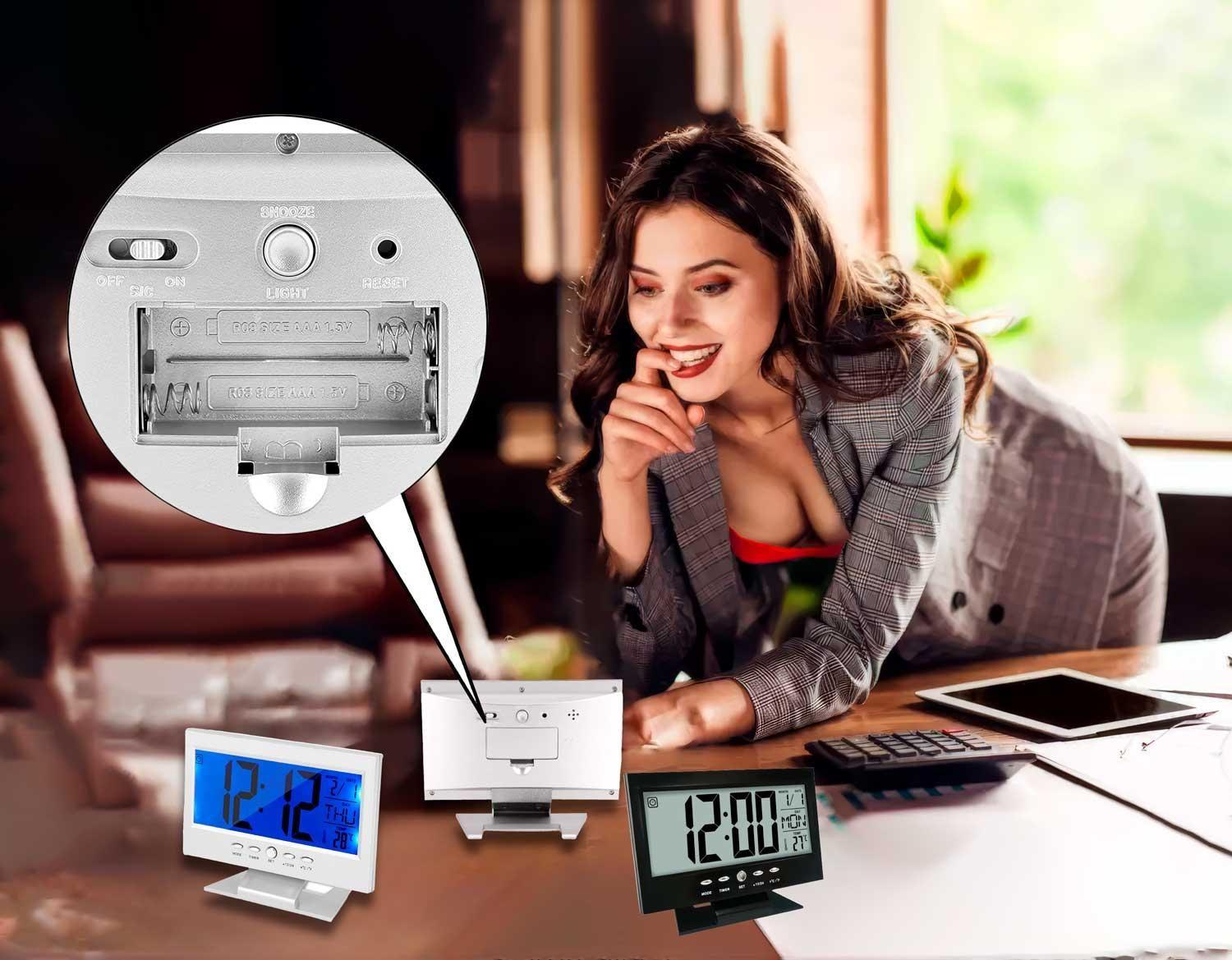 Reloj Digital Lcd Led Alarma Calendario Sensor De Encendido-1