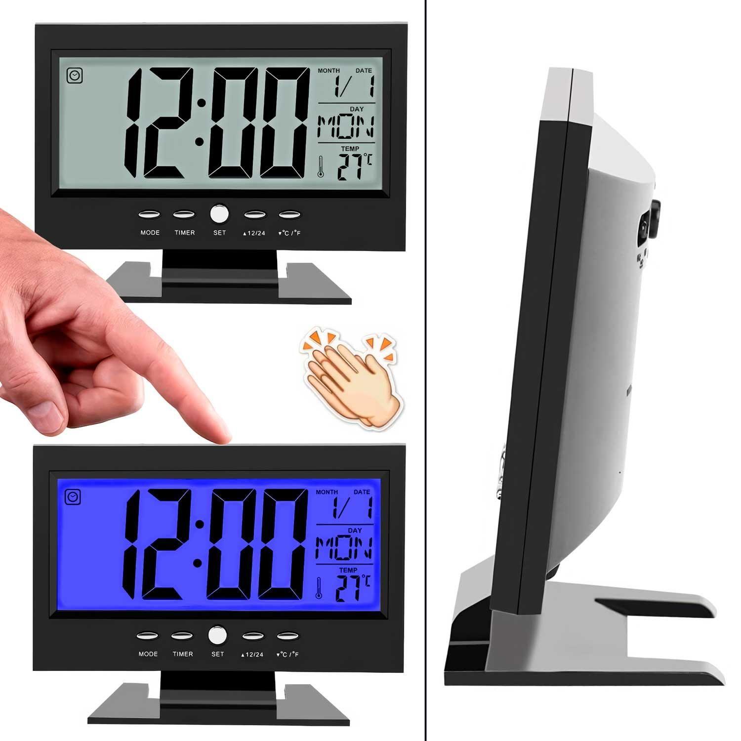 Reloj Digital Lcd Led Alarma Calendario Sensor De Encendido-7