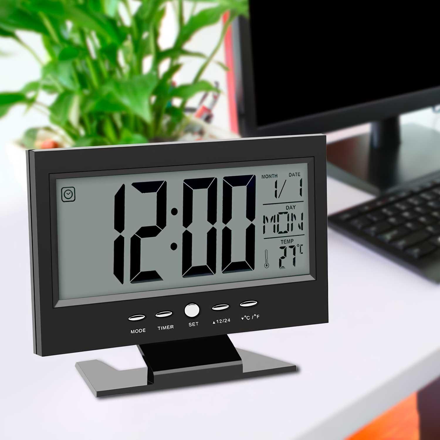 Reloj Digital Lcd Led Alarma Calendario Sensor De Encendido-9