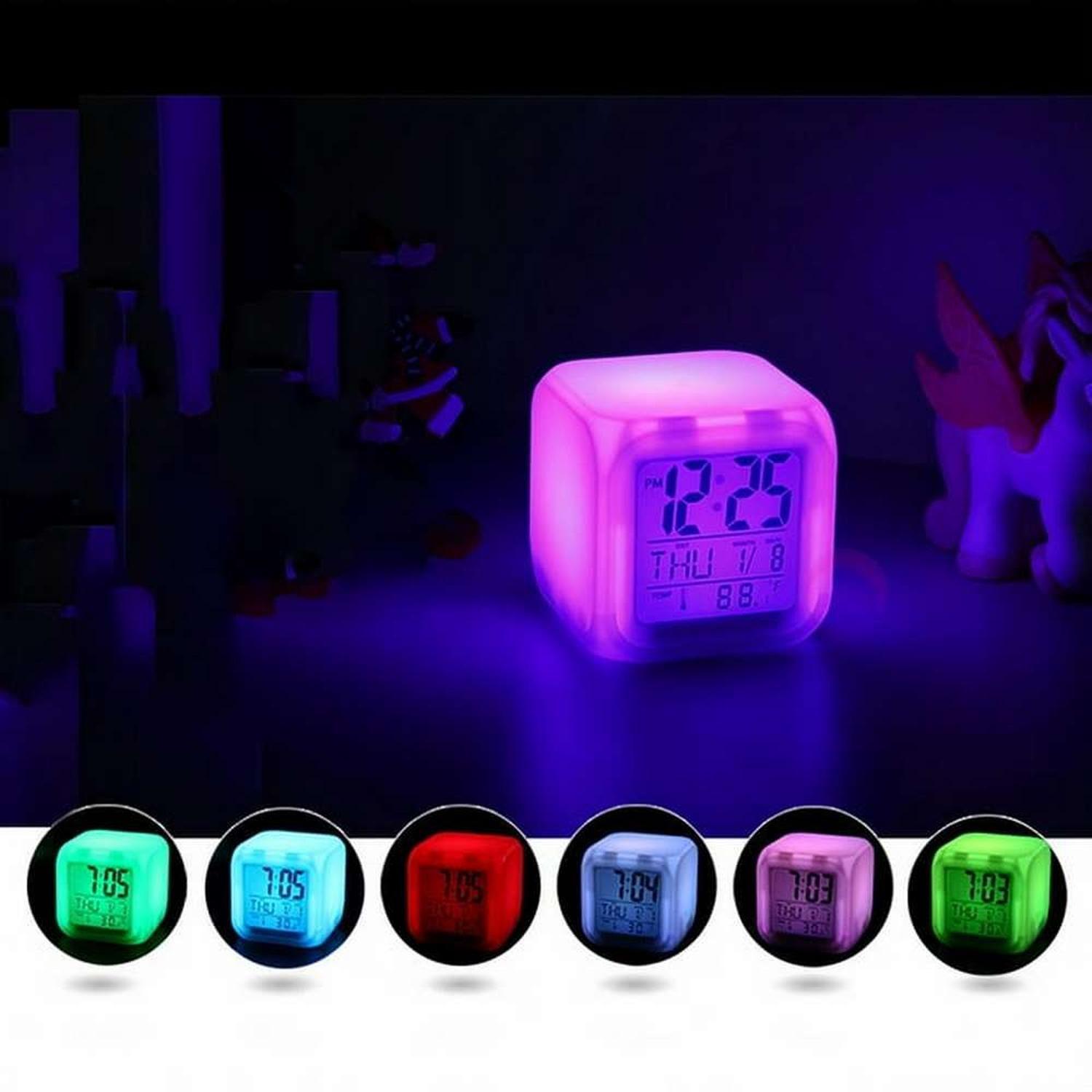 Reloj Despertador Digital Luz Color LED Pantalla Lcd Alarma-3