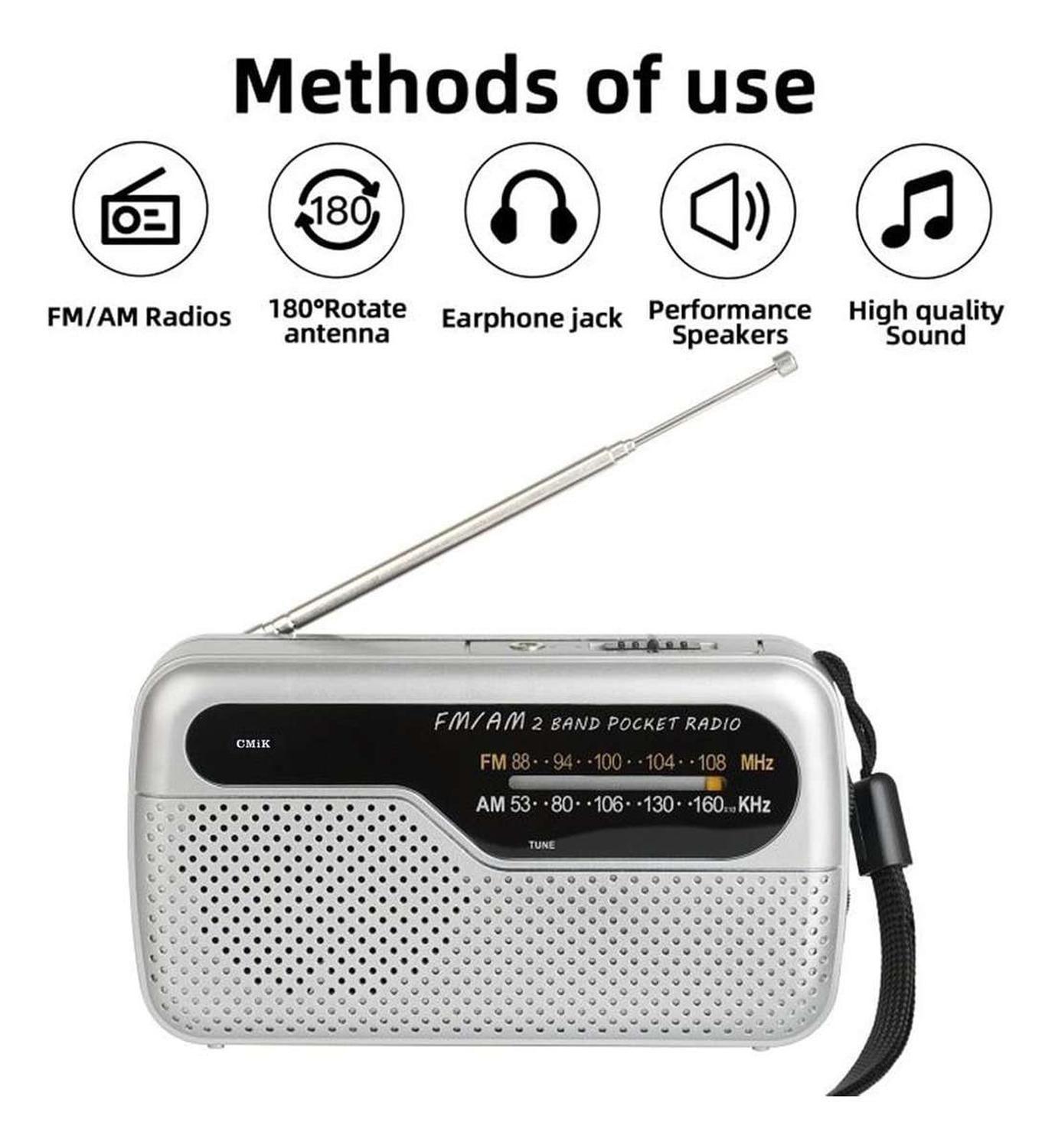 Radio Portatil De Mano A Pilas Am Fm Diseño 6-4