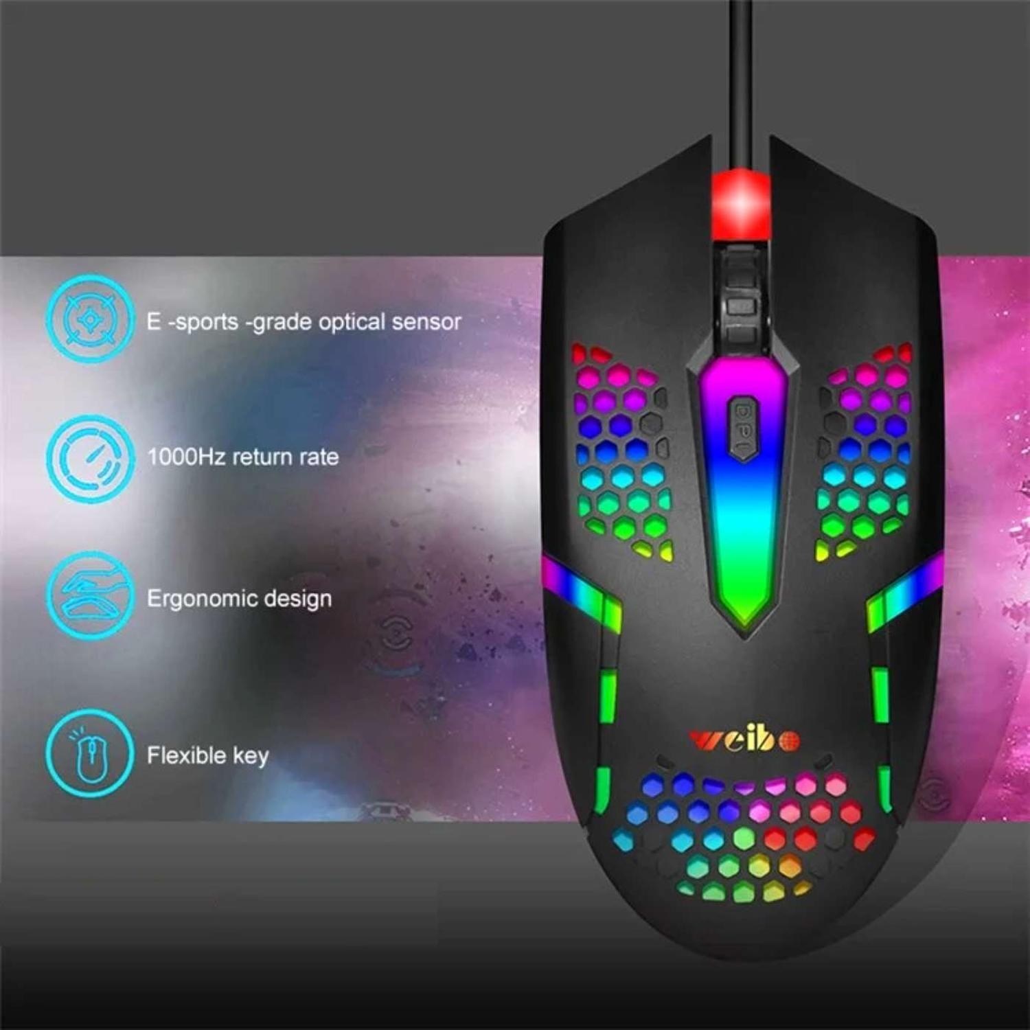 Mouse Gamer Usb Optico Alambrico Retro Iluminado-2