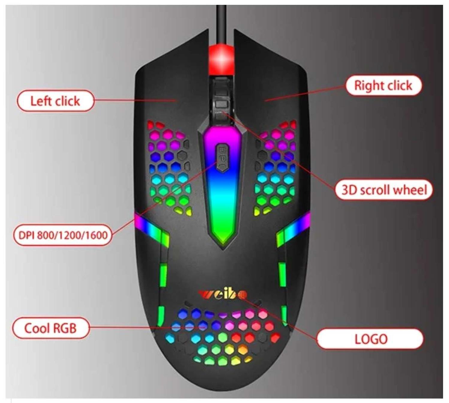Mouse Gamer Usb Optico Alambrico Retro Iluminado-4