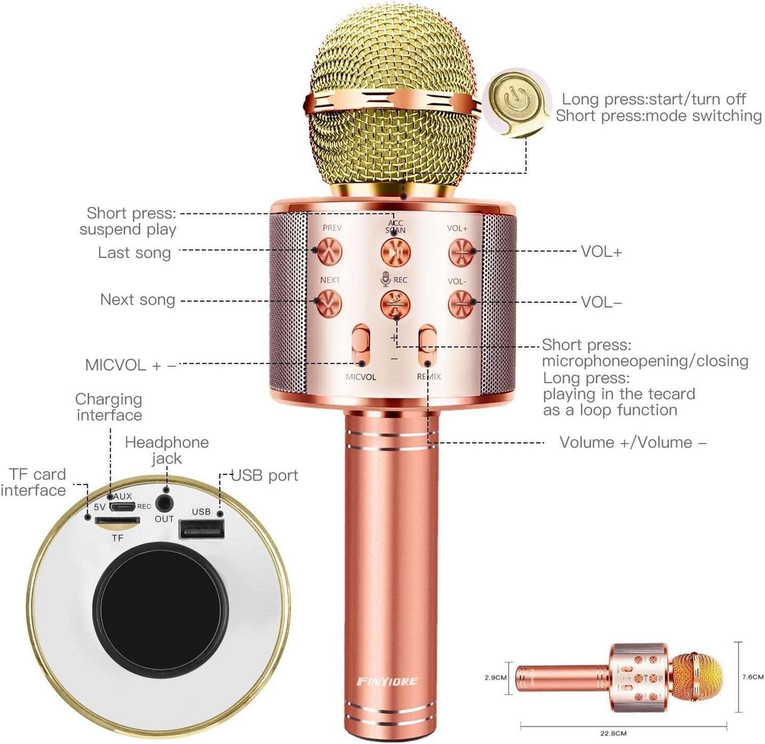 Microfono Parlante Bluetooth Recargable Inalambrico Karaoke-6