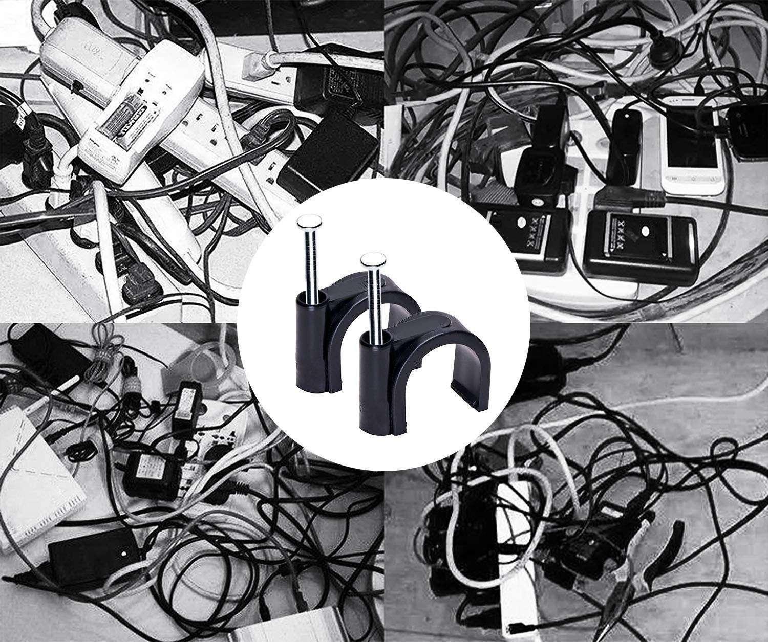 25X Grampa Grapa Clavo Para Cable De Red Cat6 Coaxial Pinza-5