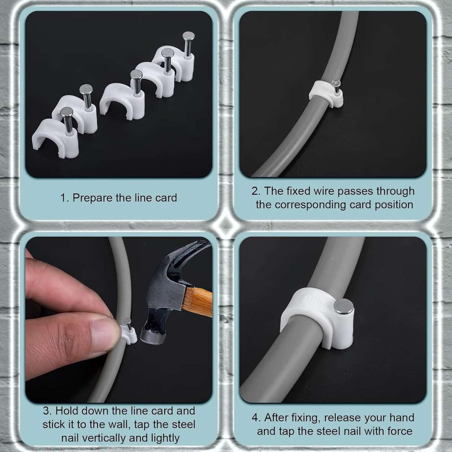 25X Grampa Grapa Clavo Para Cable De Red Cat6 Coaxial Pinza-6