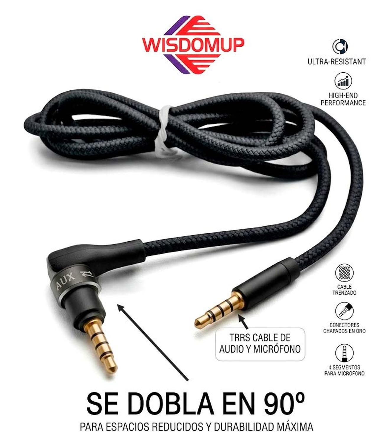 Cable Audio Auxiliar TRRS 3.5mm Angulo L 4 polos 3 rayas-5