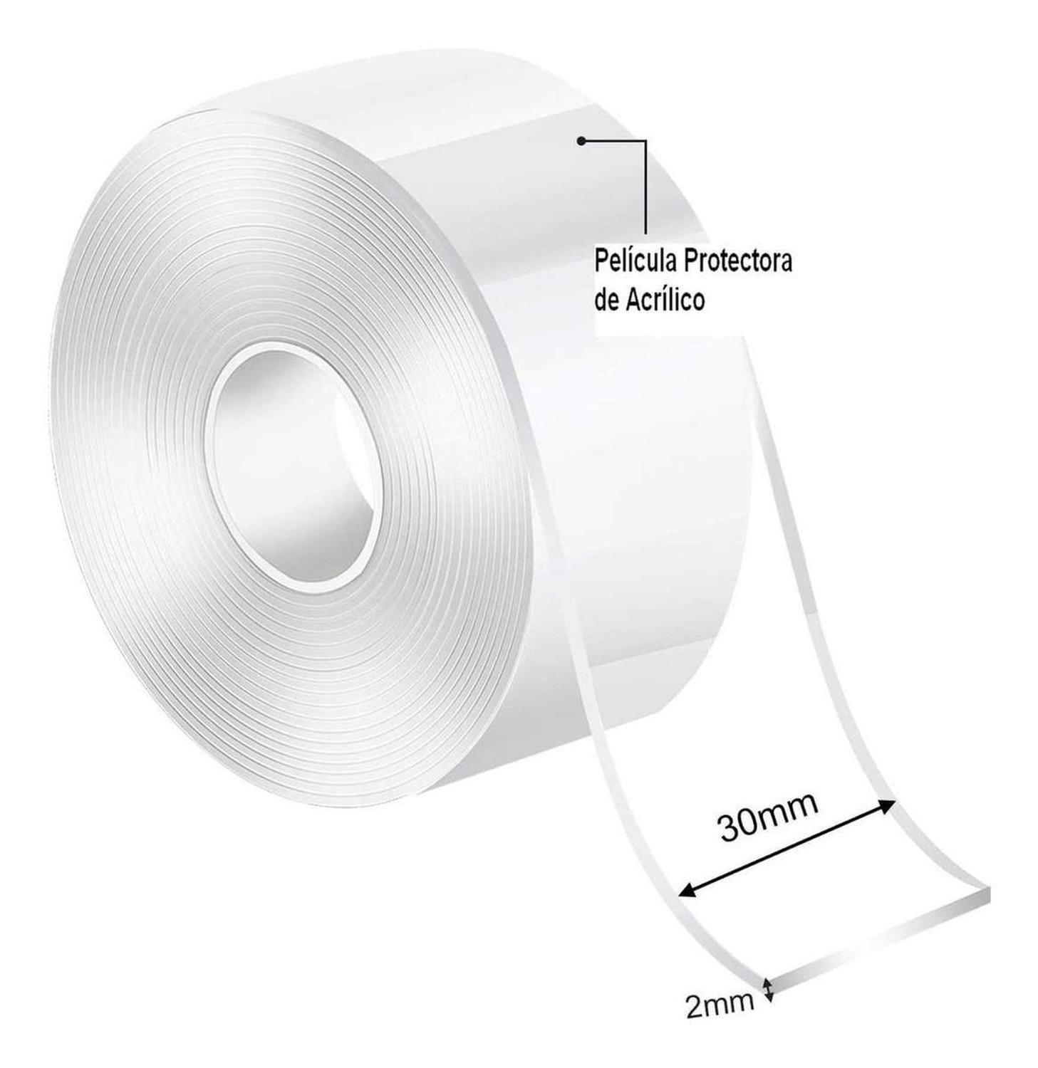 Cinta Adhesiva Doble Faz Transparente 2mm 30mm 3 Metros-2