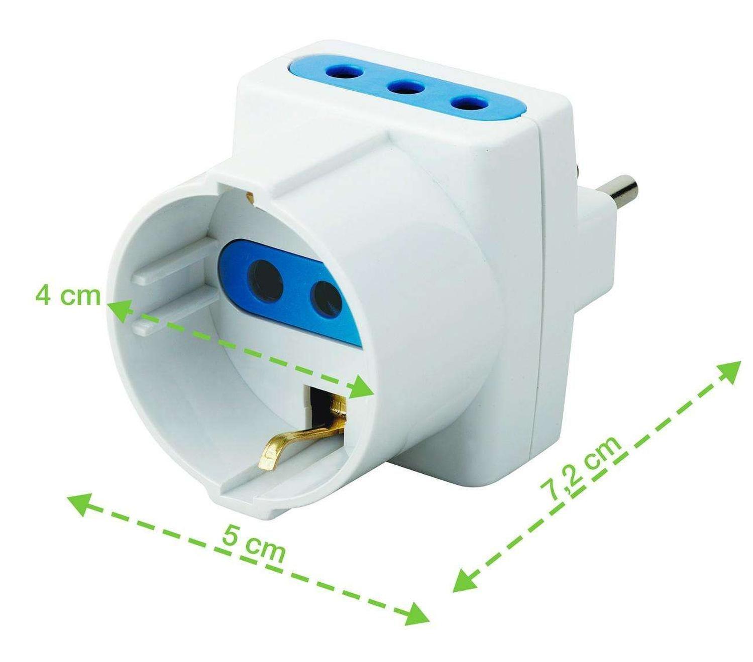 Adaptador Enchufe Europeo Schuko Triple Ladron Corriente-3