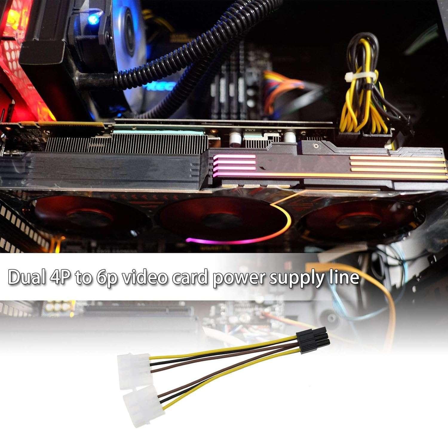 Adaptador Poder 6 Pin a 2 Molex Tarjeta Video Corriente PCI IDE-5
