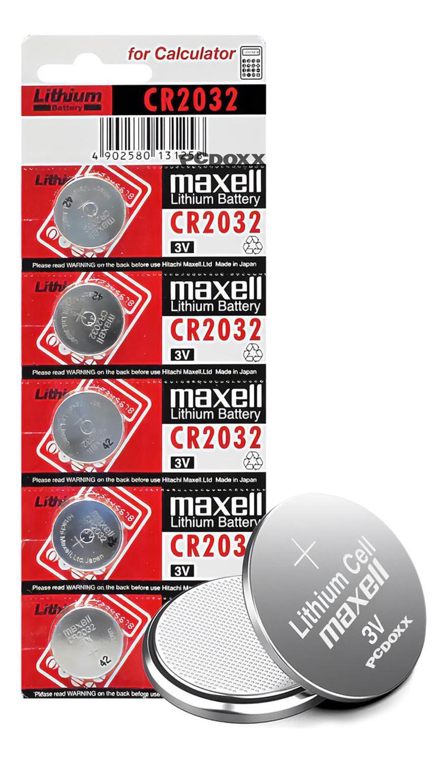 Bateria Litio Pila Cr2032 Maxell 3v Tira 5 Pilas Boton Reloj-0