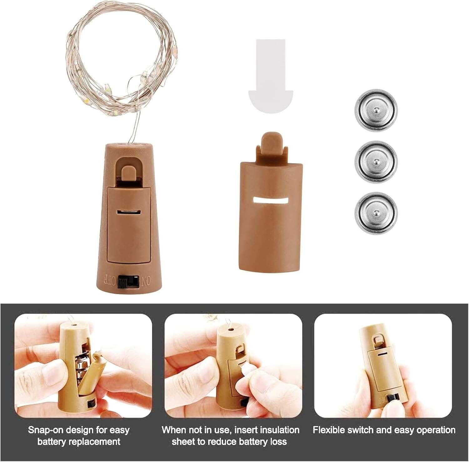 2x Tira Led Maqueta Luz Arroz Corcho Botella Alambre A Pilas-2