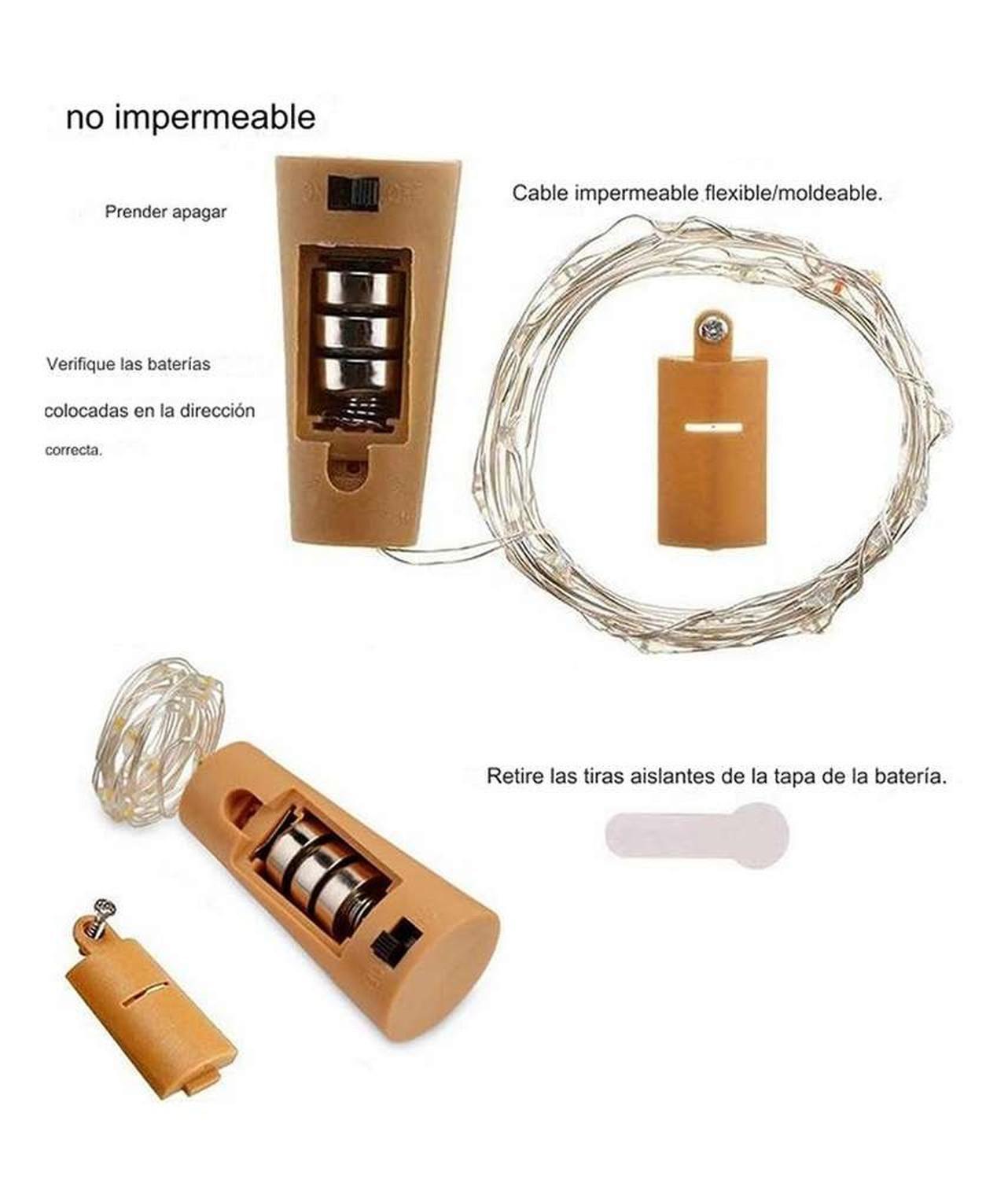 2x Tira Led Maqueta Luz Arroz Corcho Botella Alambre A Pilas-3
