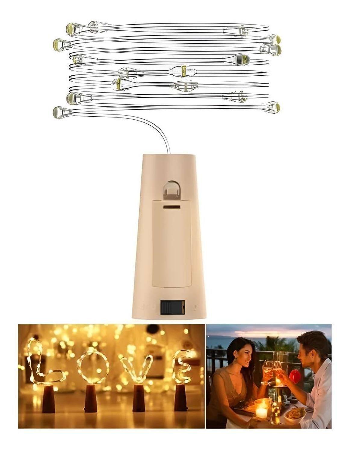 2x Tira Led Maqueta Luz Arroz Corcho Botella Alambre A Pilas-5