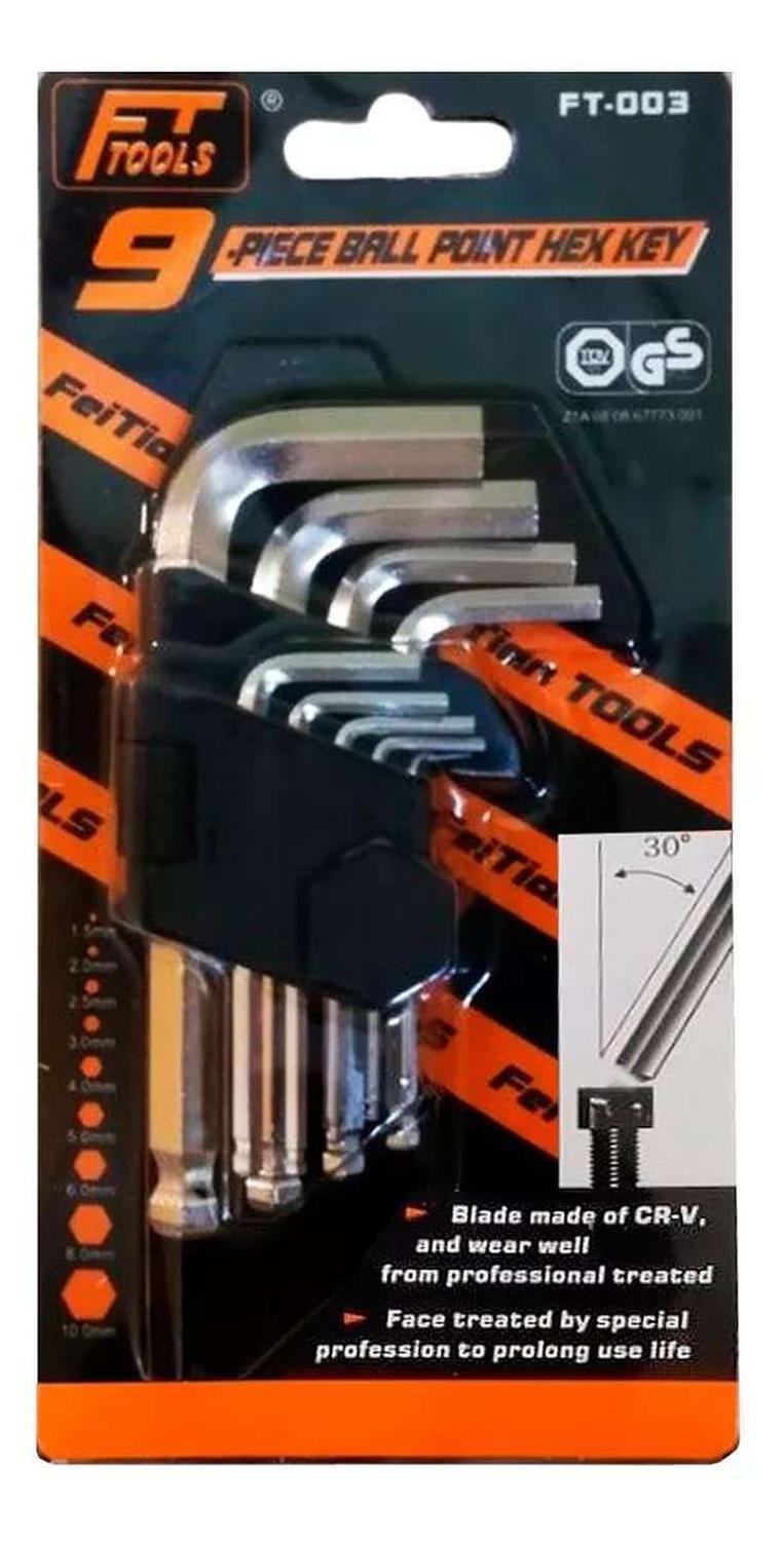 Set Herramienta Llaves Allen Hexagonal Punta Redonda 9pcs-6