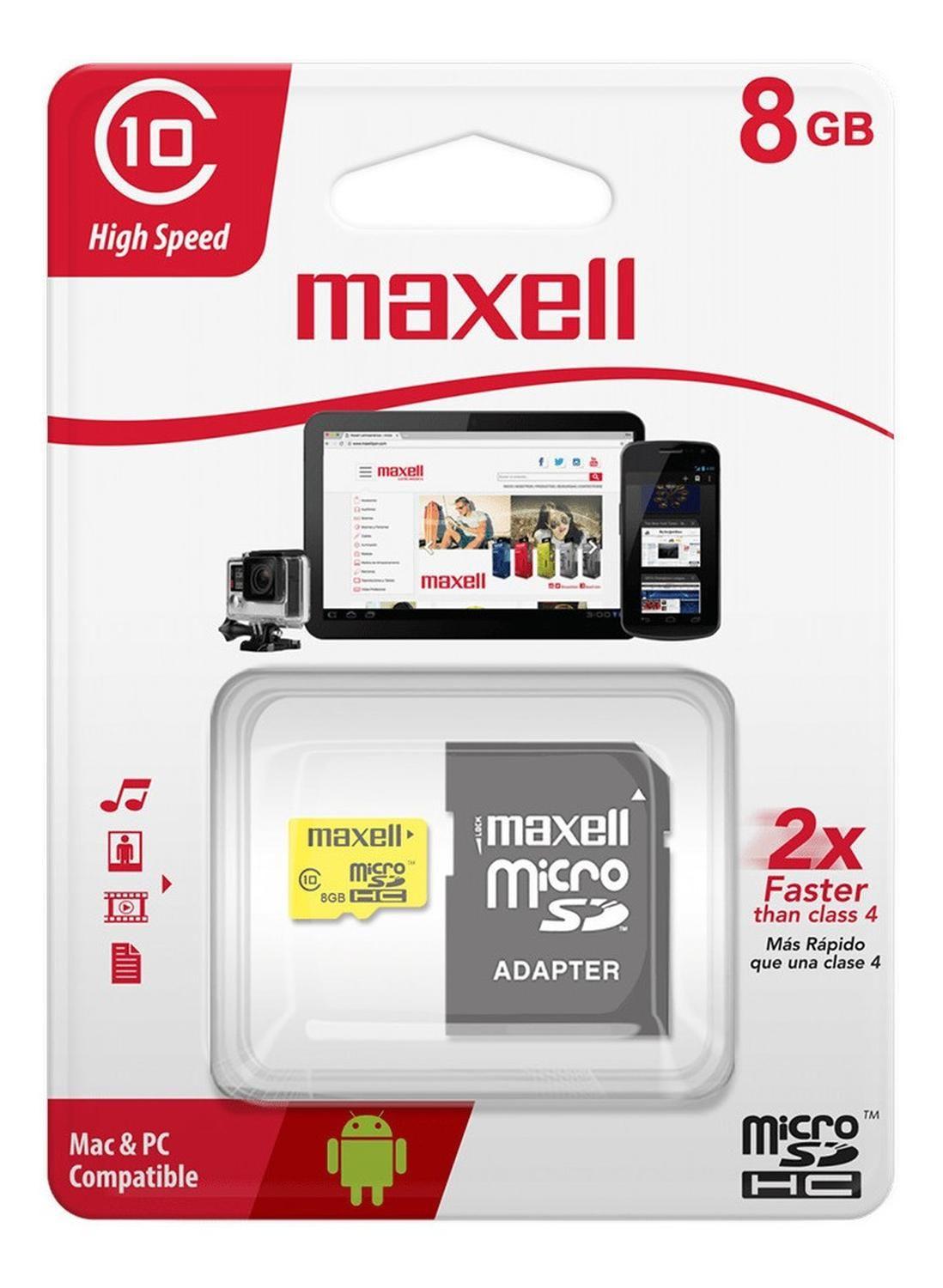 Tarjeta Memoria 8gb Micro Sd Maxell Original + Adaptador Sd-1
