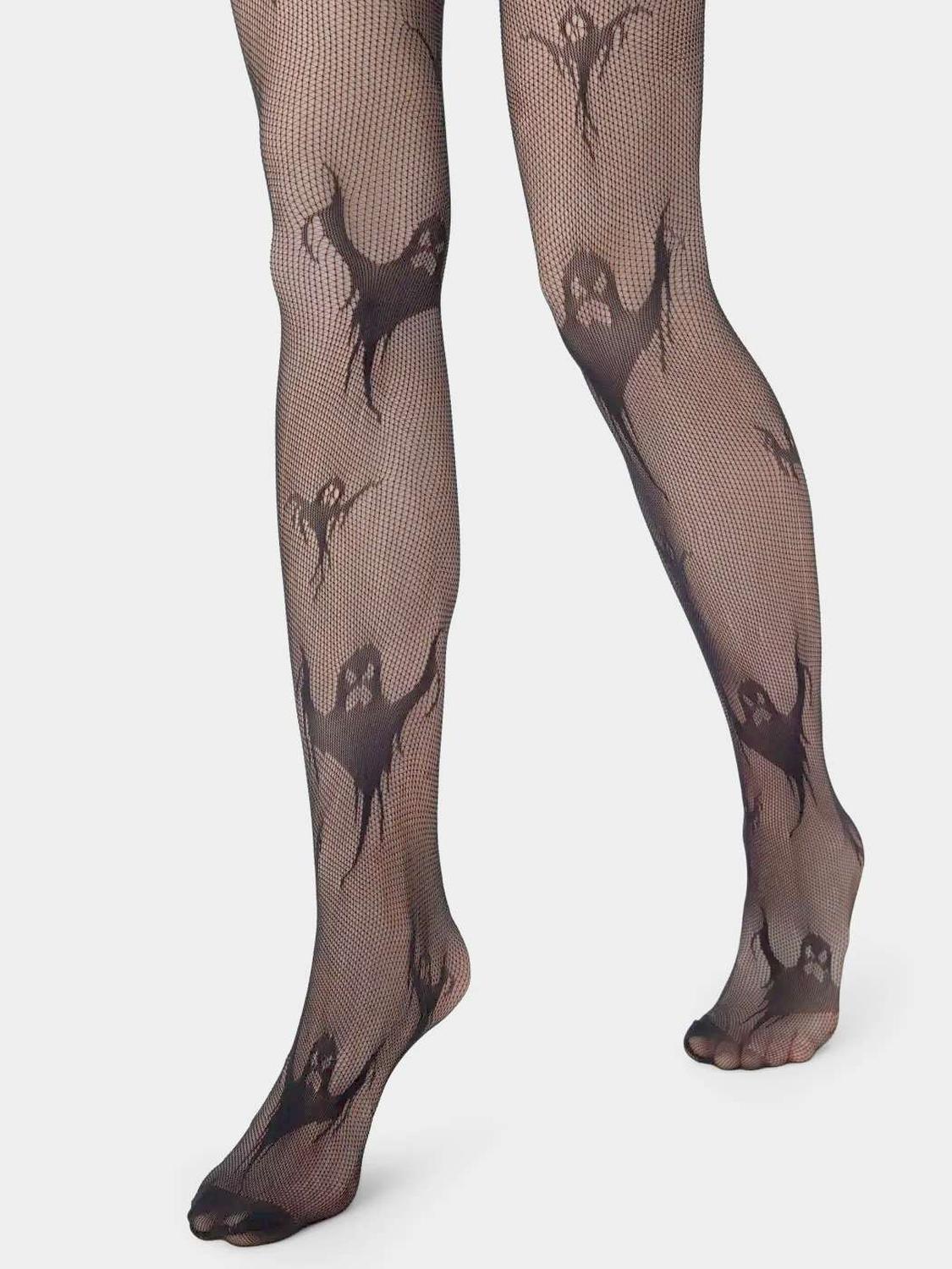 Pantys Media Malla Mujer Gotica Halloween Panties Estandar Diseño 4-3