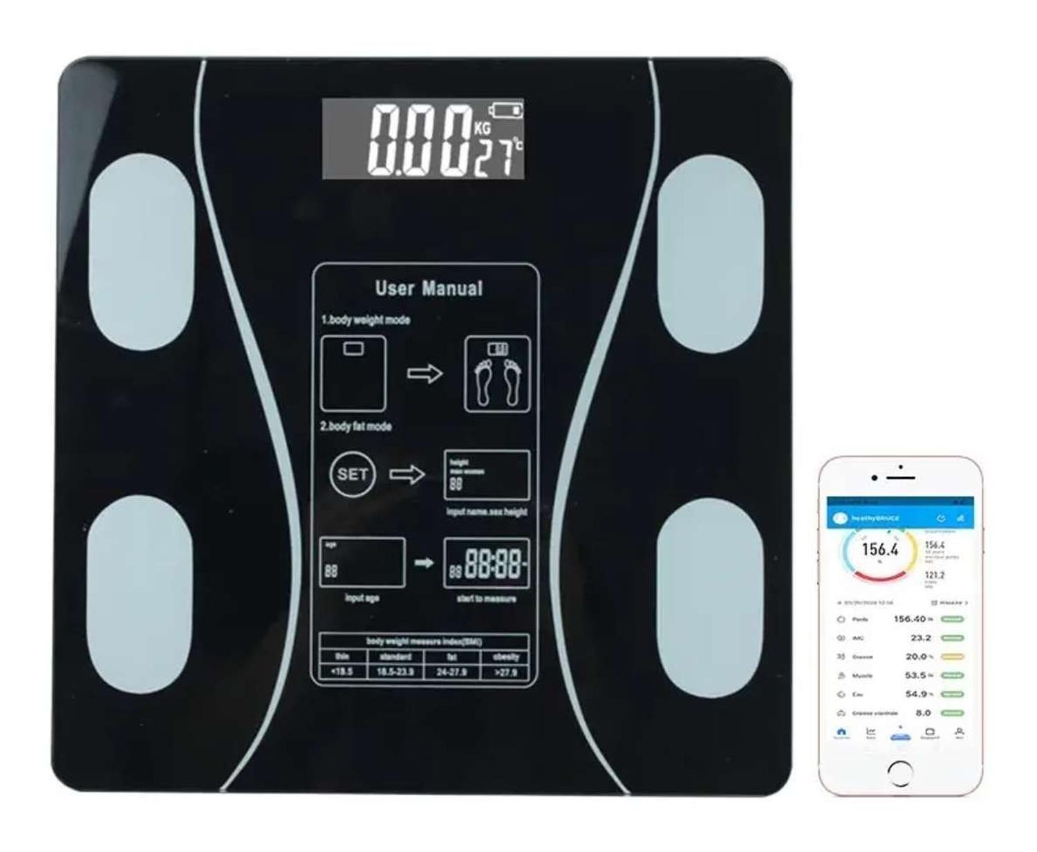 Pesa Digital Pantalla Led Balanza Inteligente Bluetooth Baño-0