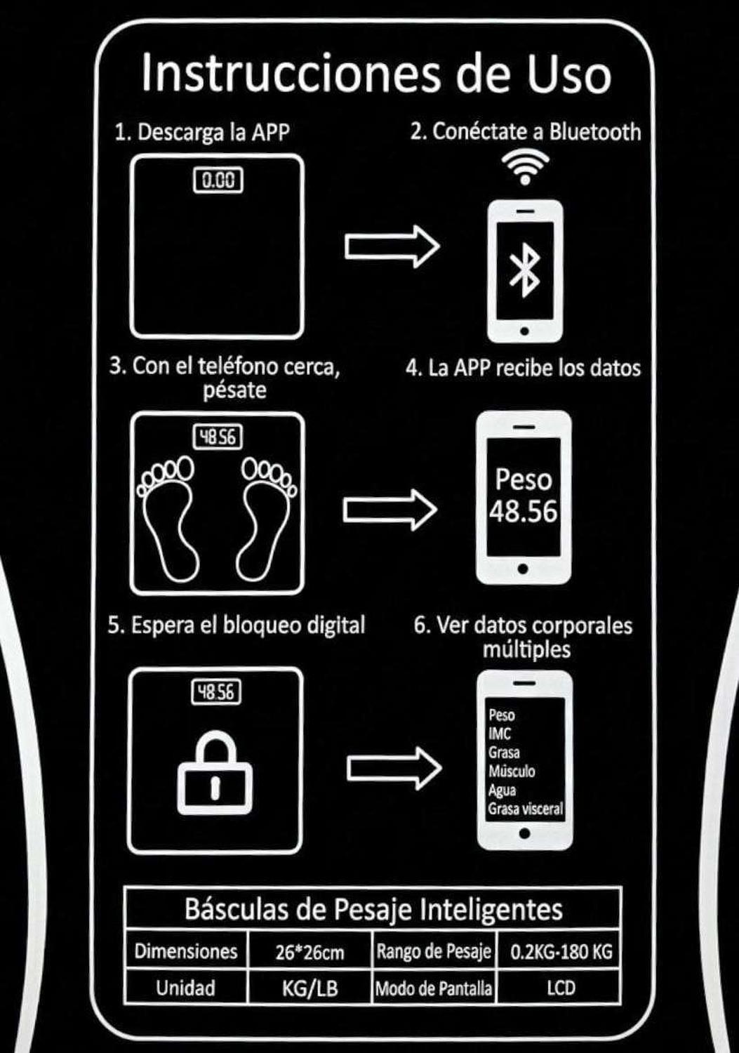 Pesa Digital Pantalla Led Balanza Inteligente Bluetooth Baño-1