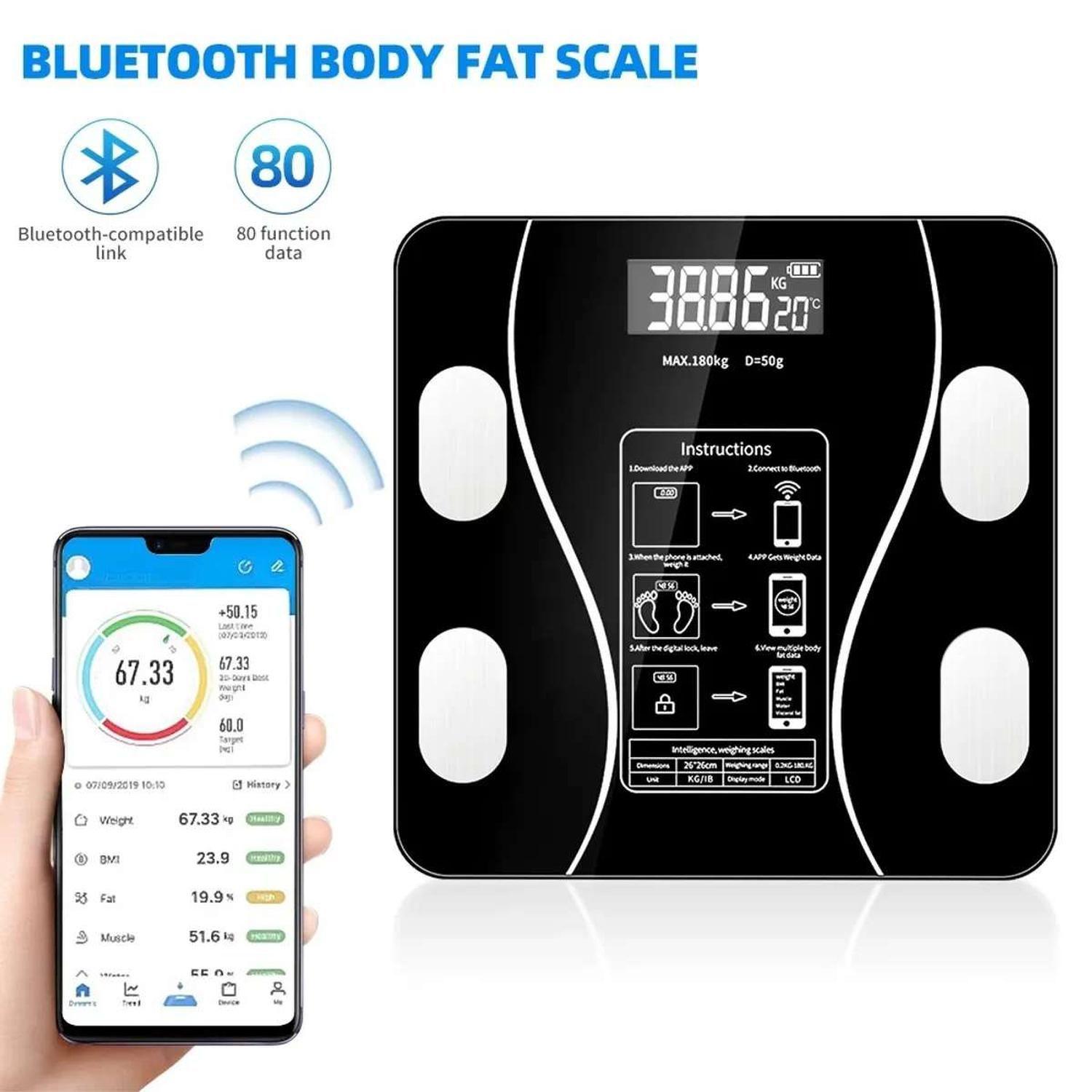 Pesa Digital Pantalla Led Balanza Inteligente Bluetooth Baño-2