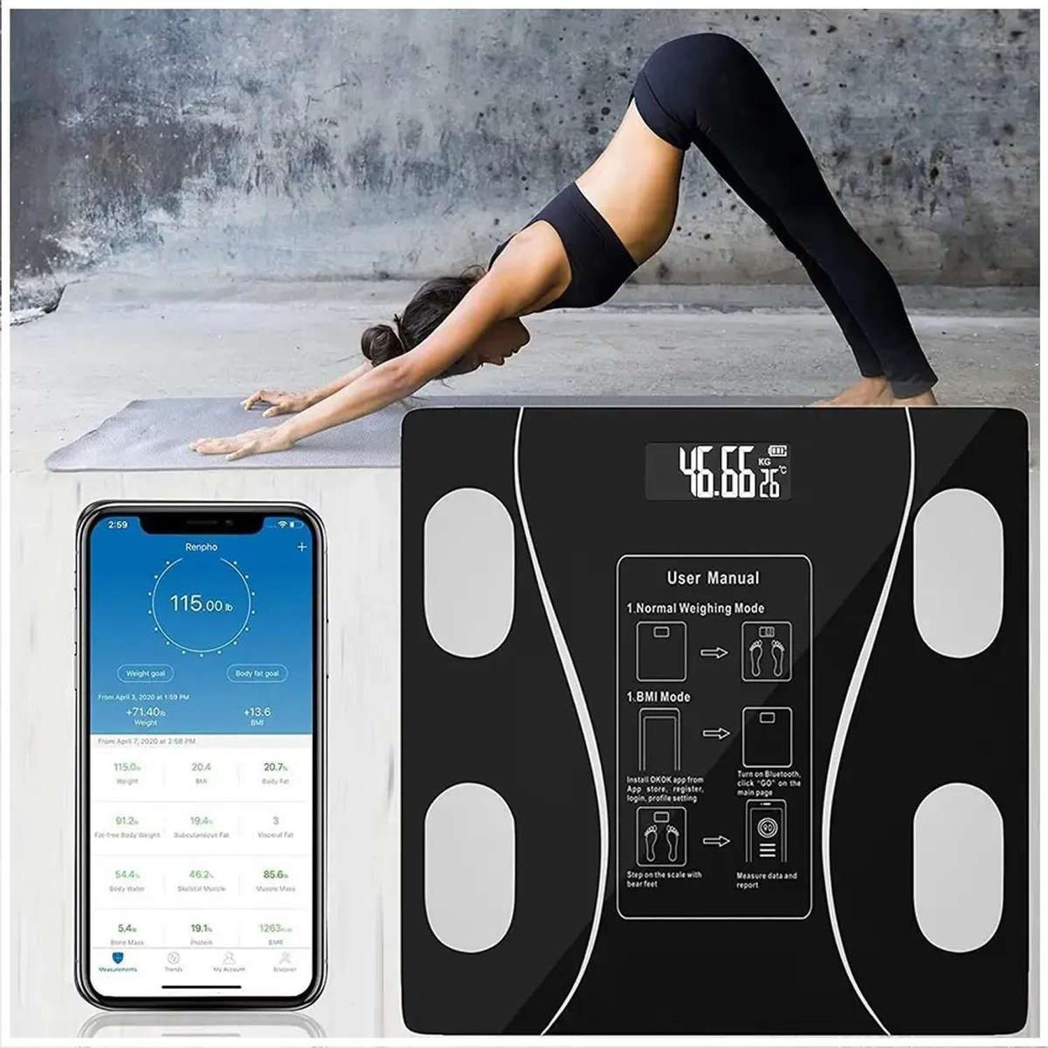 Pesa Digital Pantalla Led Balanza Inteligente Bluetooth Baño-4