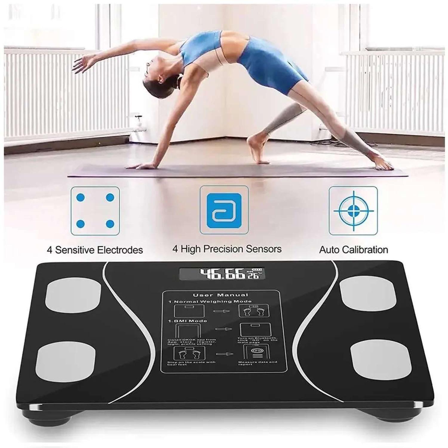 Pesa Digital Pantalla Led Balanza Inteligente Bluetooth Baño-5