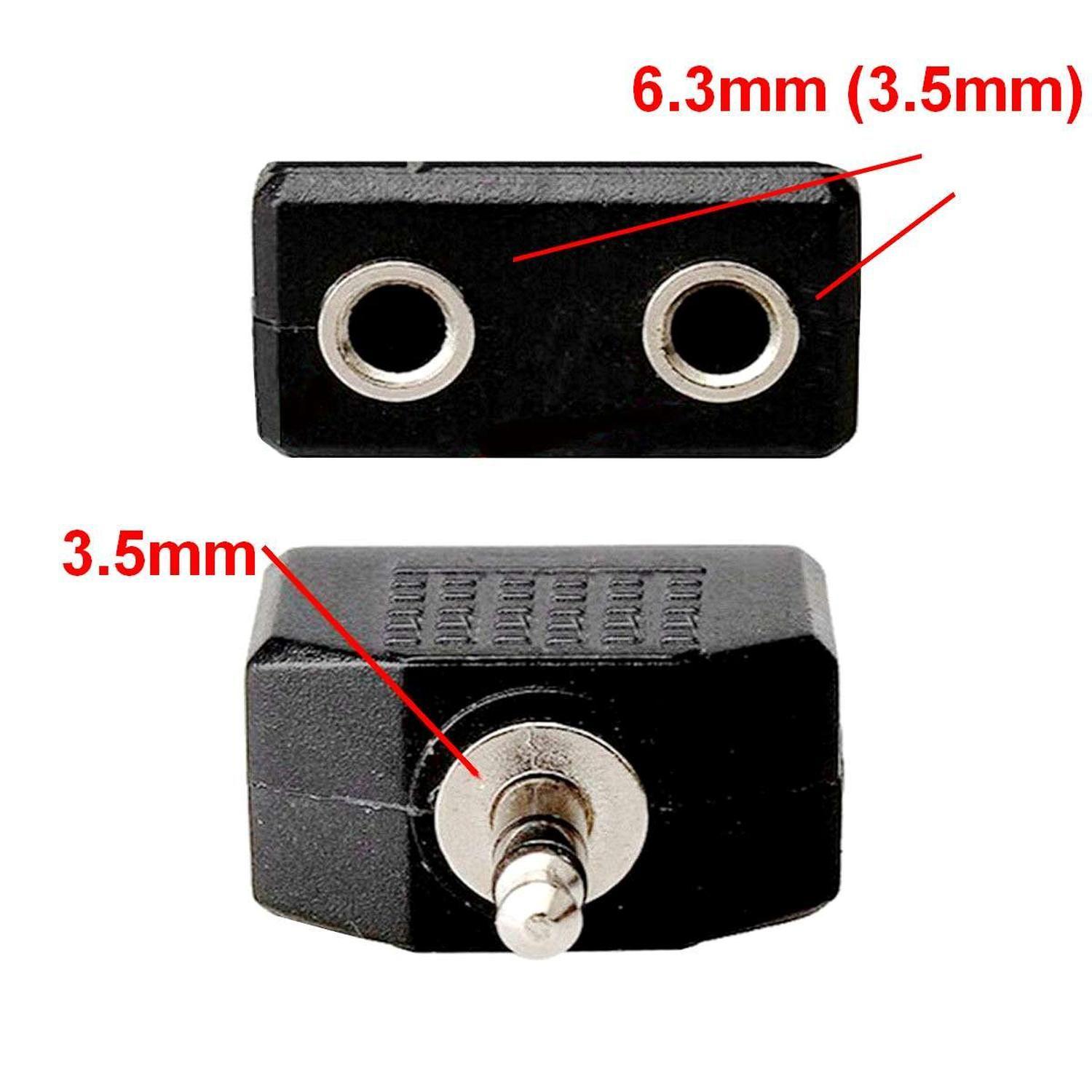 Adaptador Plug 3.5mm Macho A 2 Jack 6.3mm Hembra Audio 6.5mm-3