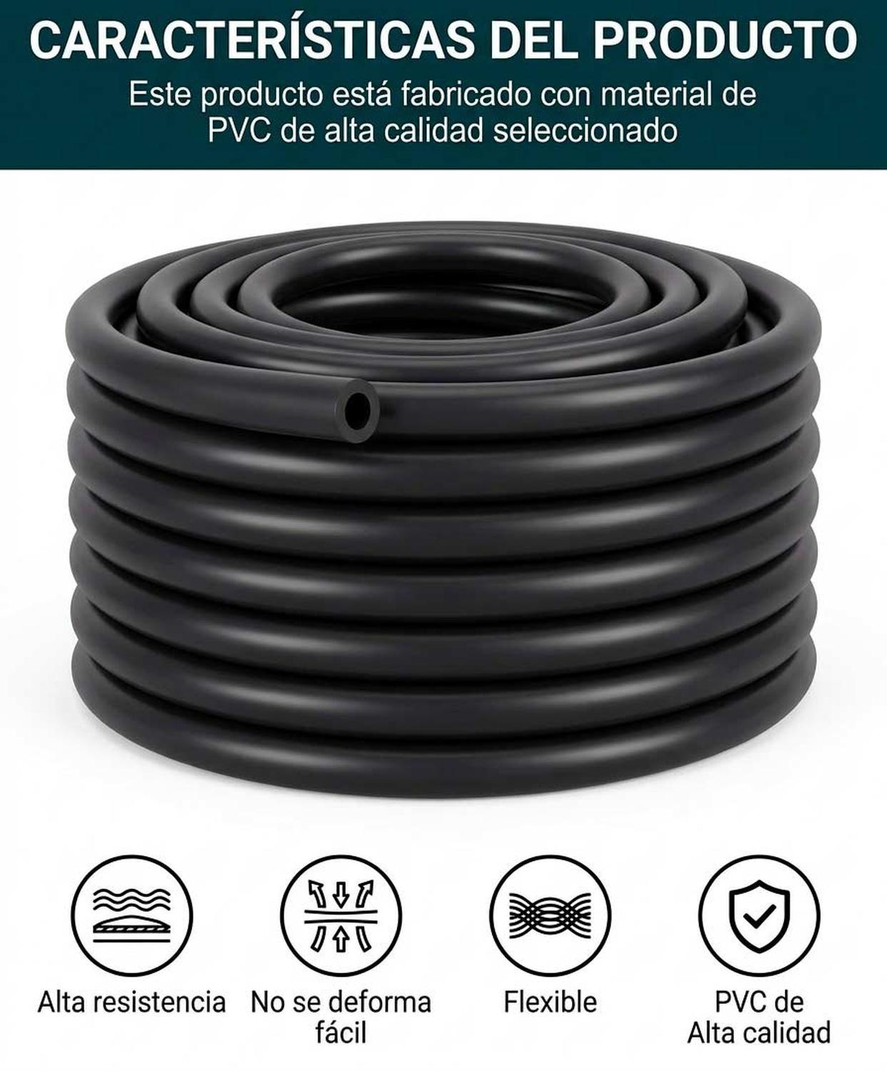 Manguera Gruesa Tubo Flexible Pvc 3mm 1 Metro Negra-2