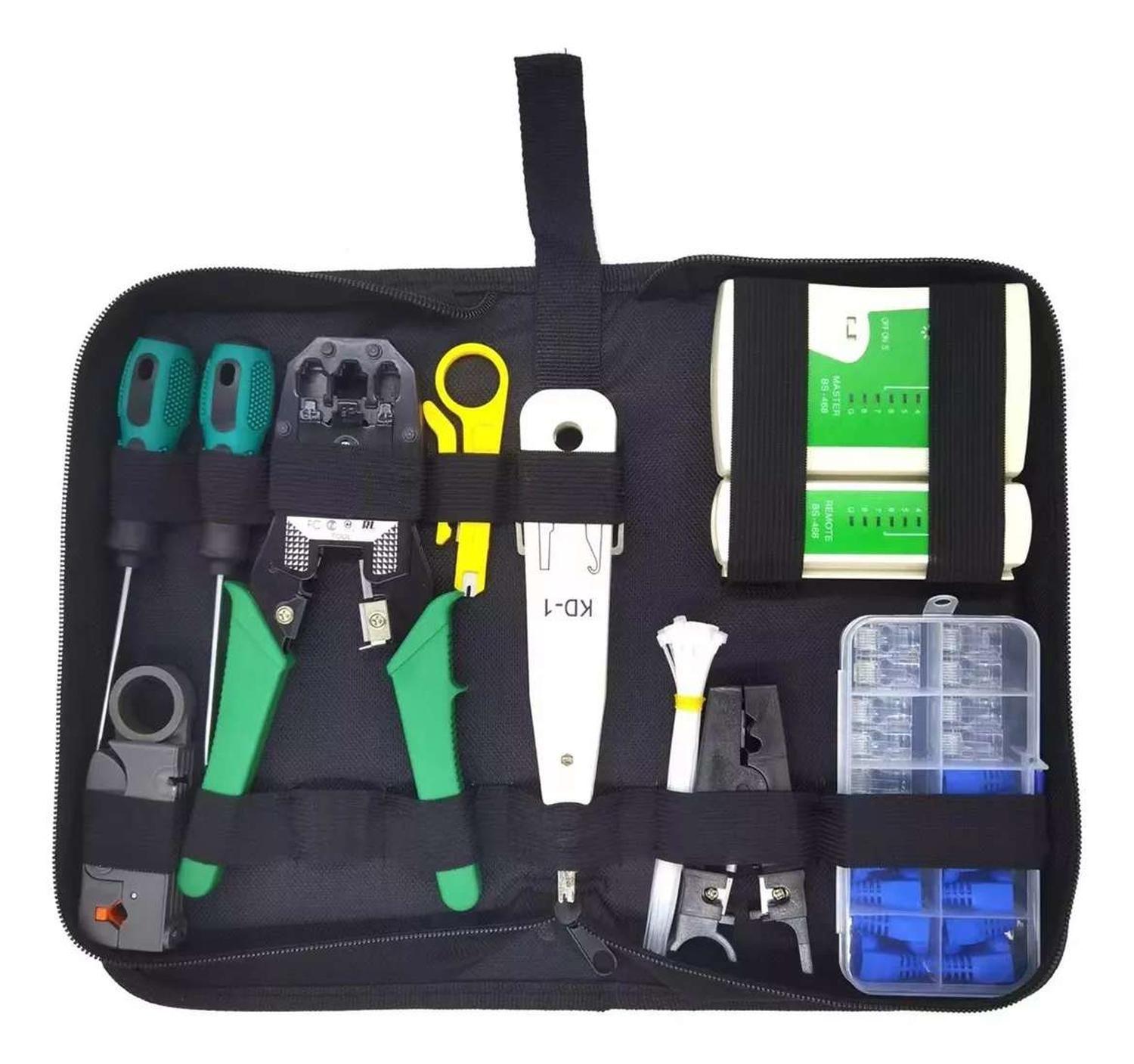 Kit Set Herramienta Redes Tecnico Crimpeador Tester Red RJ45-2