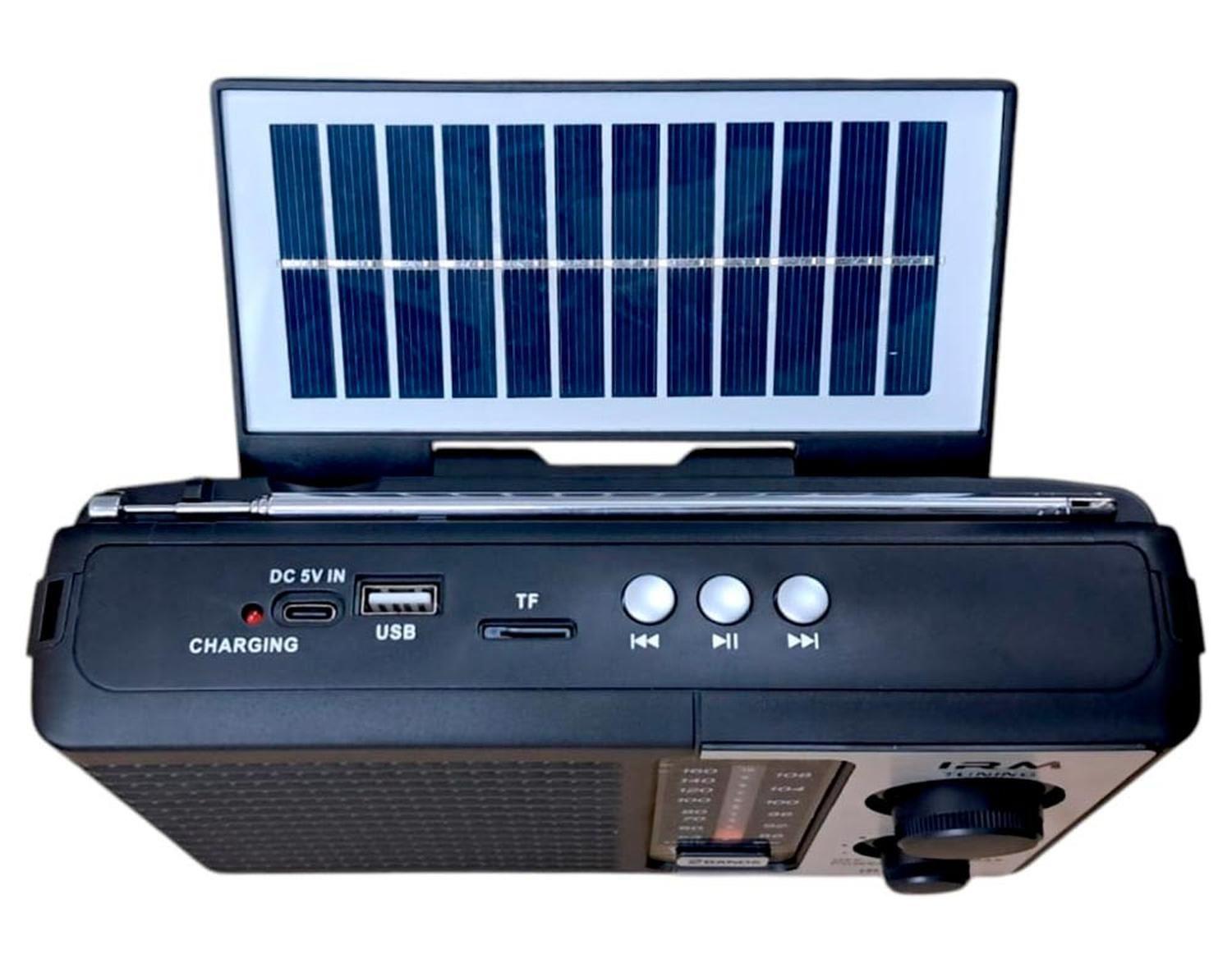 Radio Vintage Recargable Panel Solar USB FM AM Portatil-4