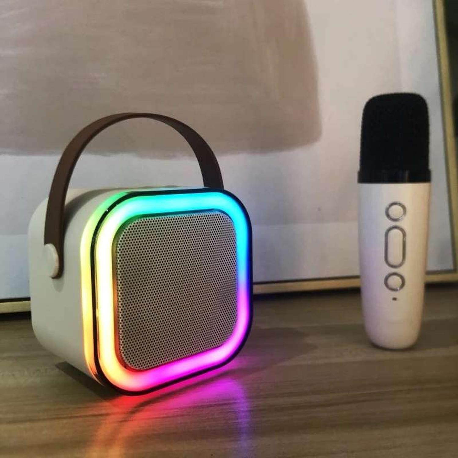 Mini Parlante Karaoke Inalambrico Microfono Luz Usb Aux Bt-3