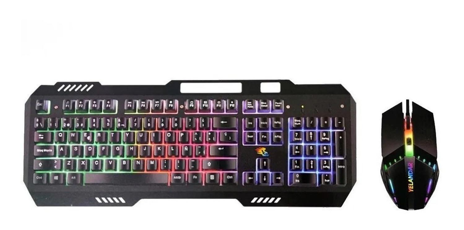 Kit Teclado Mouse Alambric Gamer Retroiluminado Pc Notebook-0