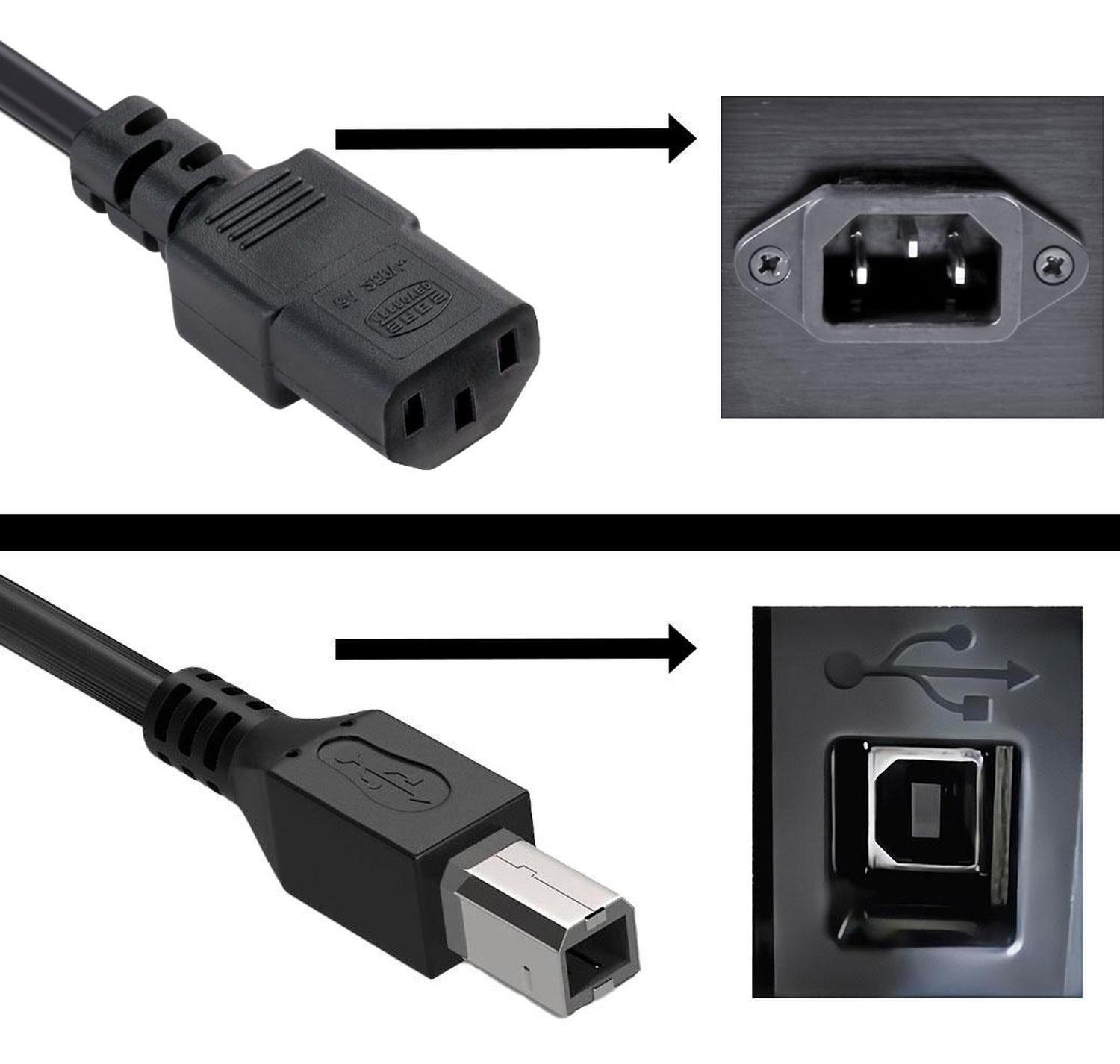 Set Cable Poder Y Usb Impresora Para Hp Canon Epson Brother-2