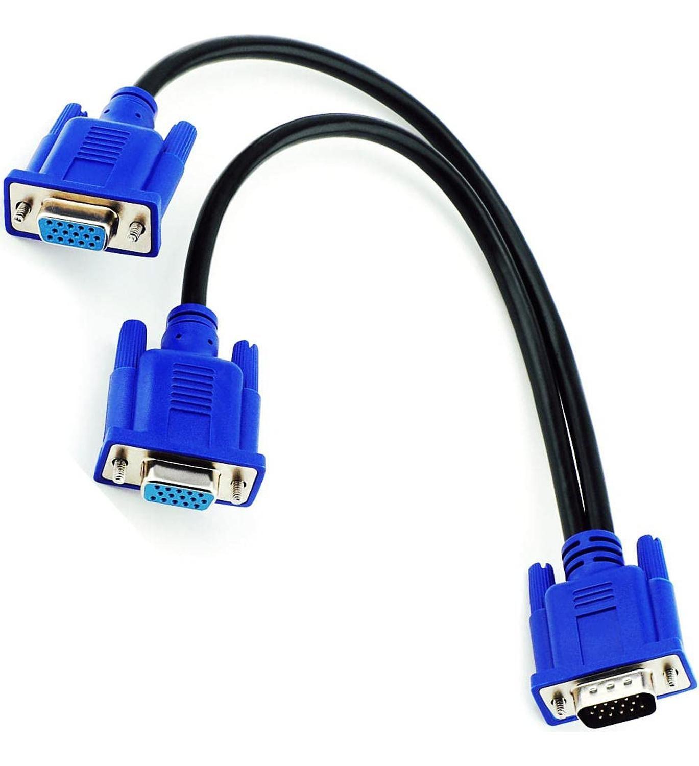 Cable Vga Splitter Tipo Y De 1 PC a 2 Pantallas Duplica Clona Imagen-0