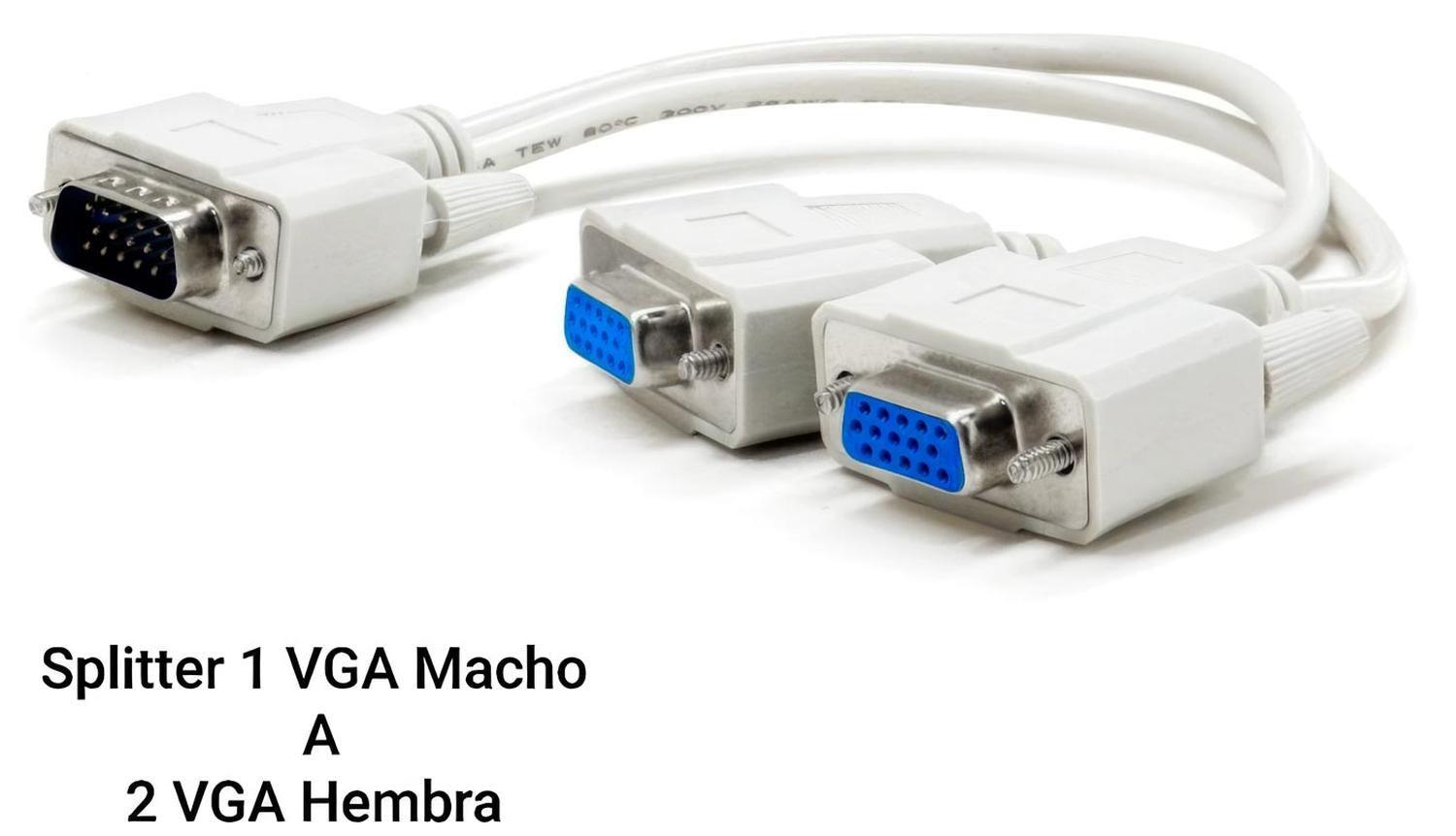 Cable Vga Splitter Tipo Y De 1 PC a 2 Pantallas Duplica Clona Imagen-1
