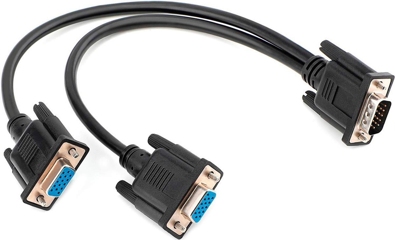Cable Vga Splitter Tipo Y De 1 PC a 2 Pantallas Duplica Clona Imagen-3