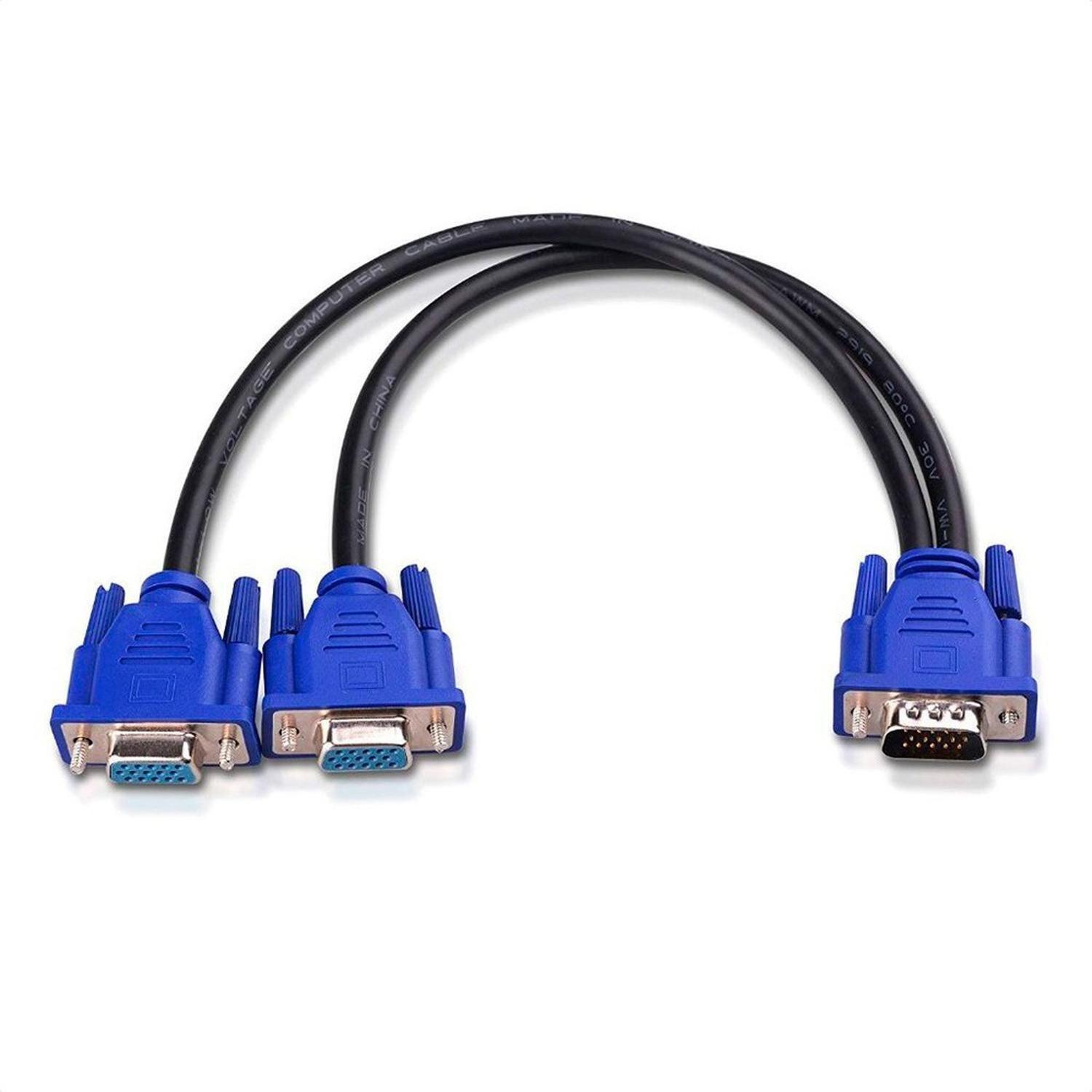 Cable Vga Splitter Tipo Y De 1 PC a 2 Pantallas Duplica Clona Imagen-5