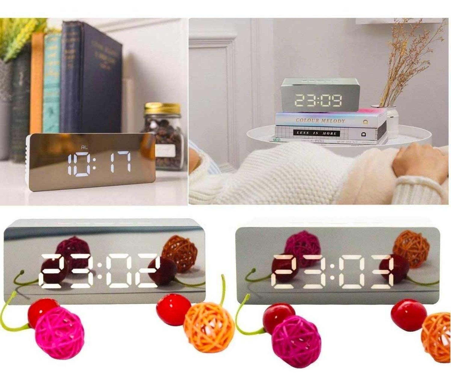 Reloj Digital Luz Led Numeros Iluminado Color Puerto Usb-5