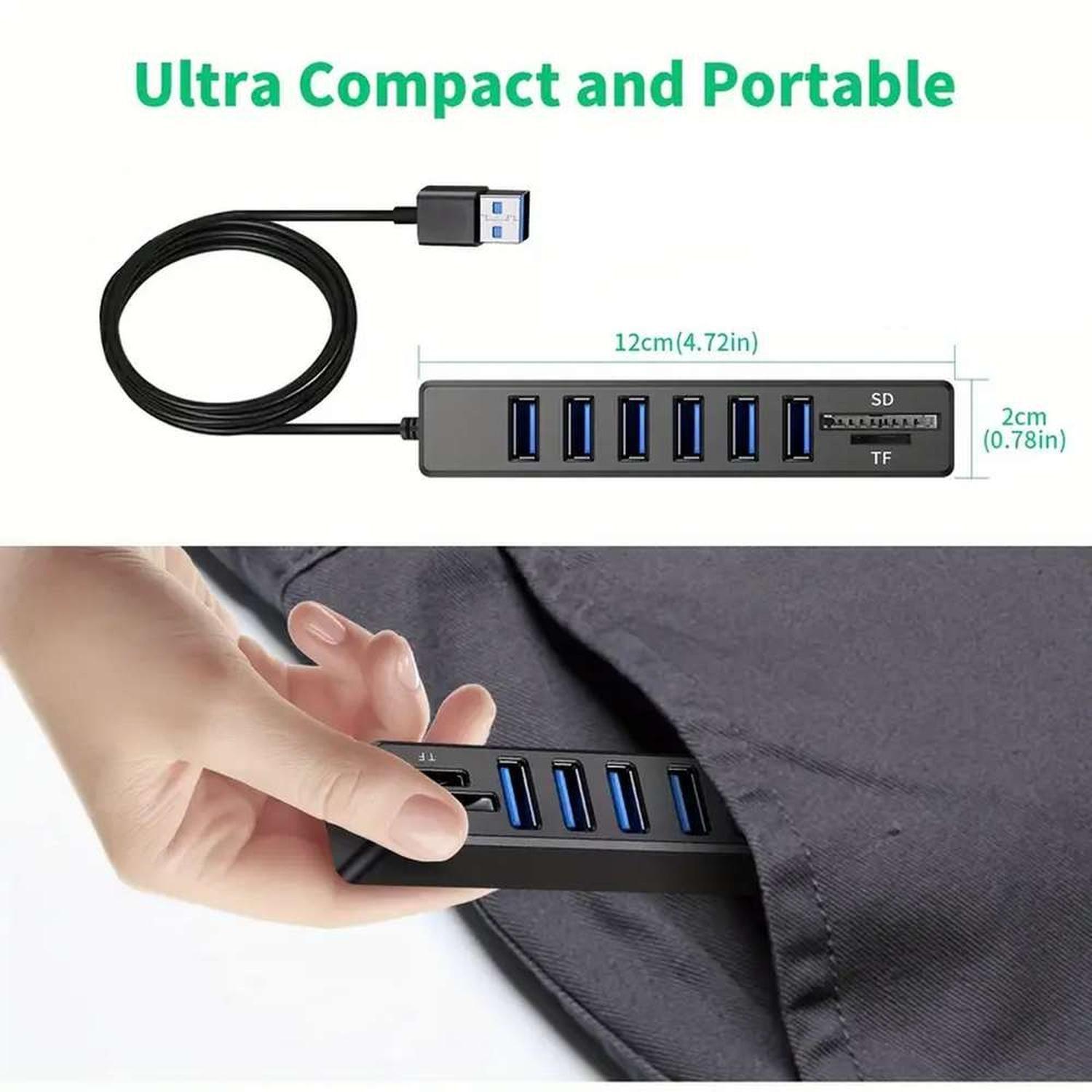 Hub 2 En 1 Usb 6 Puertos Y Lector Memoria SD Micro Pc Notebook-4