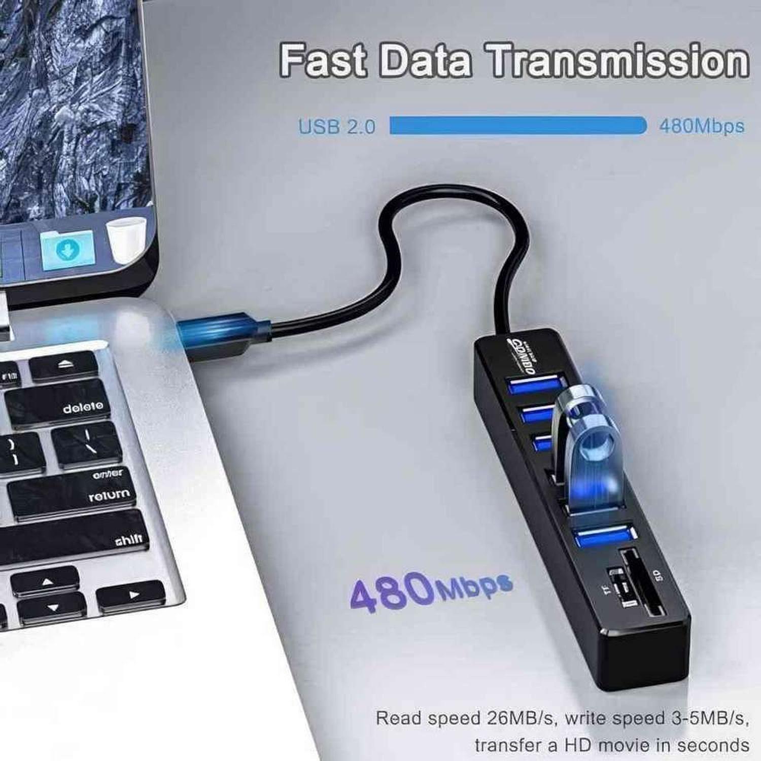 Hub 2 En 1 Usb 6 Puertos Y Lector Memoria SD Micro Pc Notebook-6