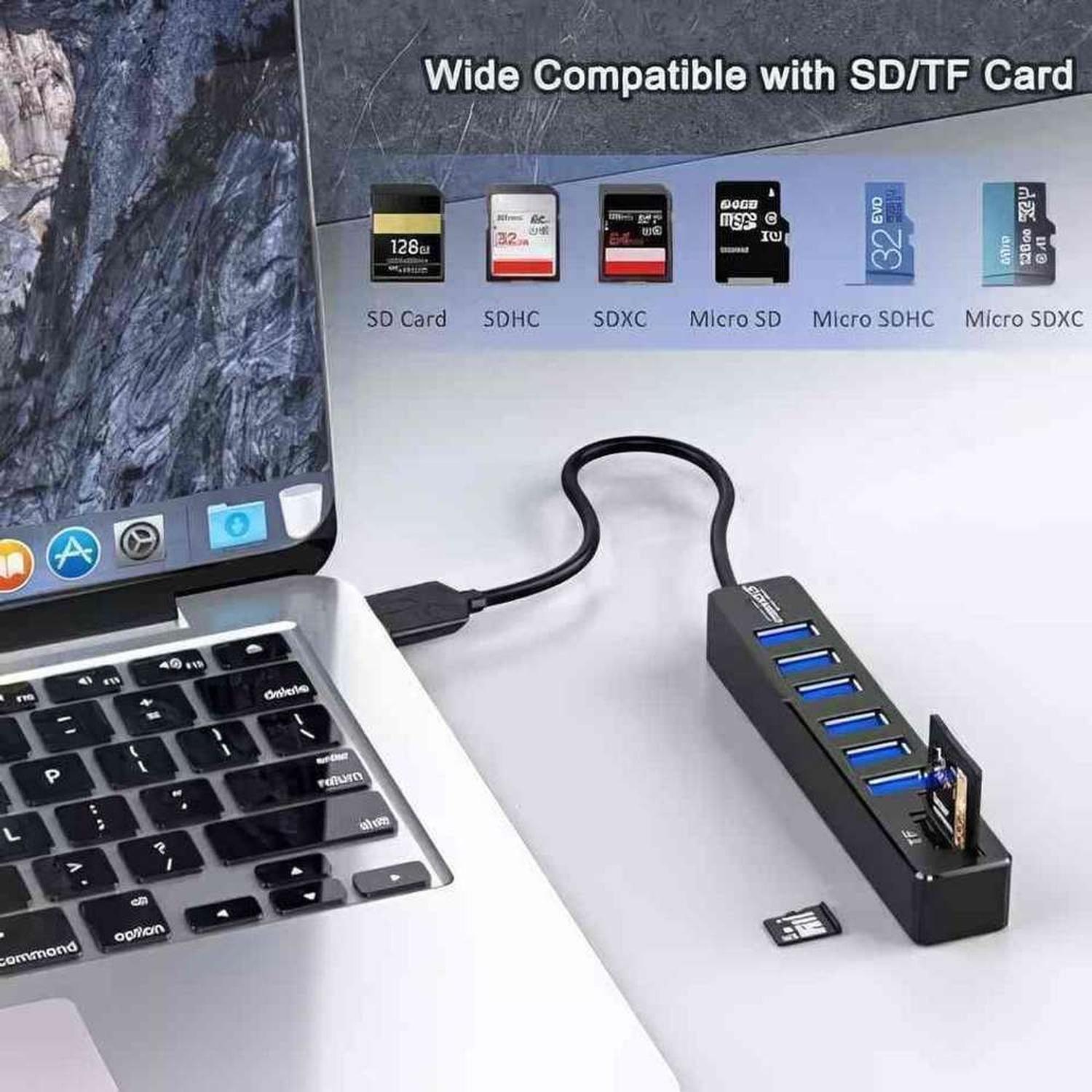 Hub 2 En 1 Usb 6 Puertos Y Lector Memoria SD Micro Pc Notebook-7