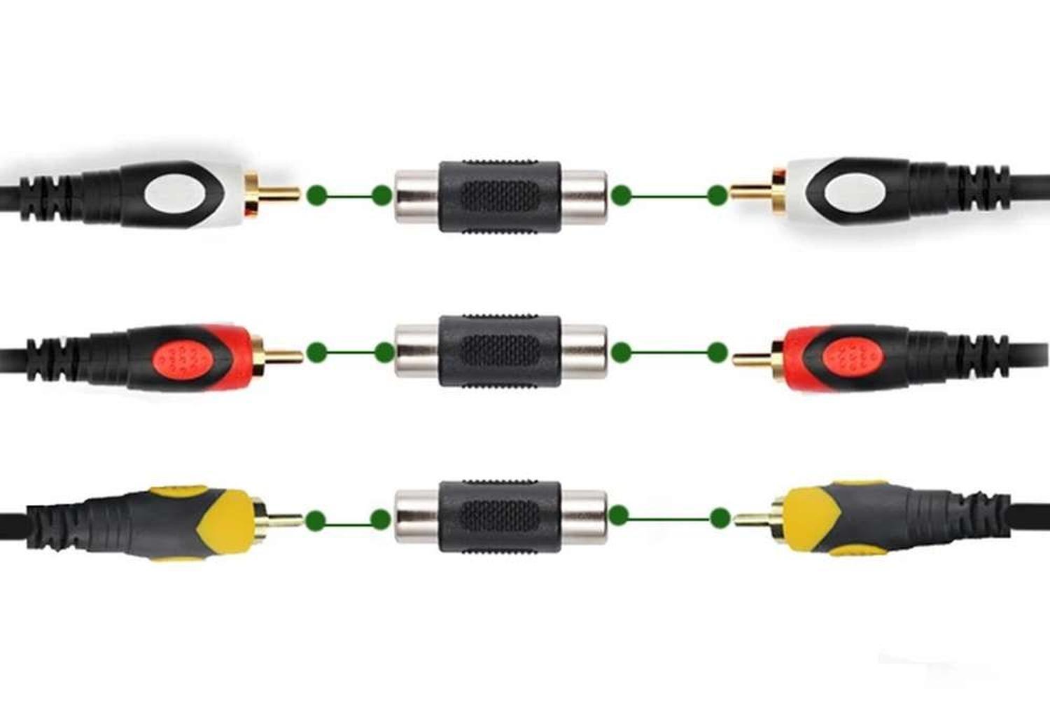 Adaptador Copla Alargador Conector RCA hembra a RCA hembra Audio Video-3