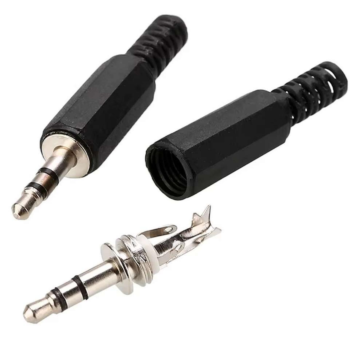 3x Conector Jack Plug Audio 3.5mm Estereo para Soldar Armar-2